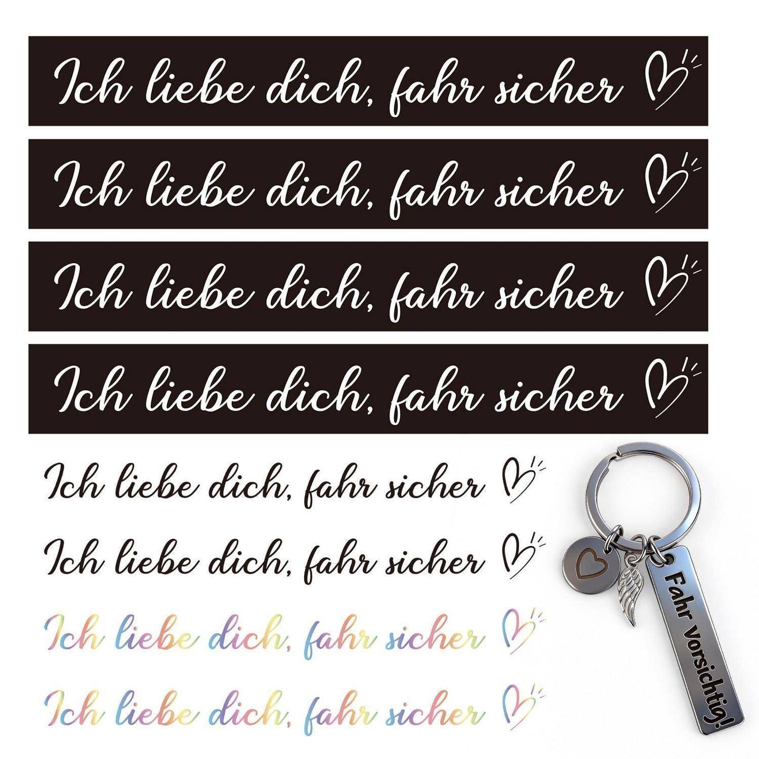Aufkleber-Designmuster mit der Aufschrift „Ich liebe dich, fahr sicher