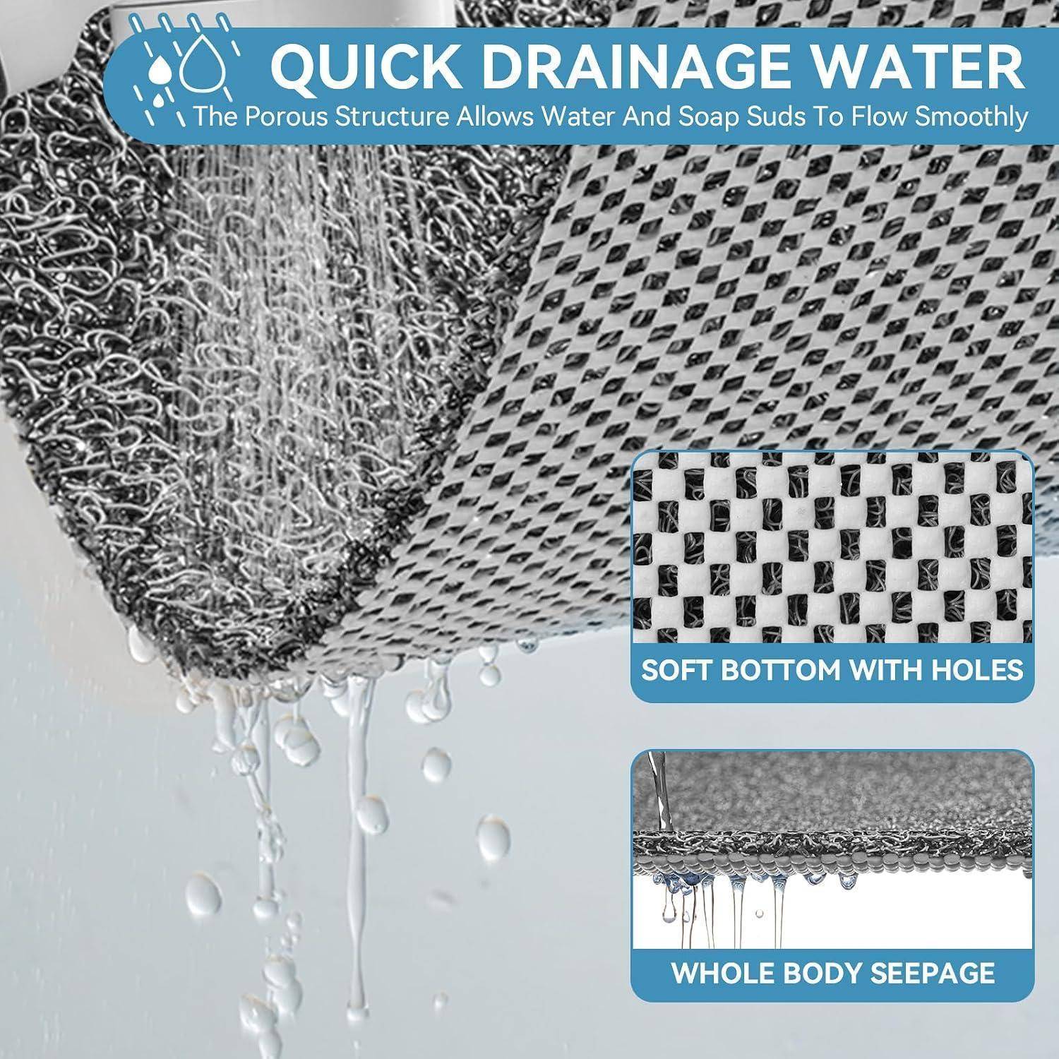 Grafik zeigt eine strukturierte Matte, die Wasser schnell ablässt, mit dem Text 