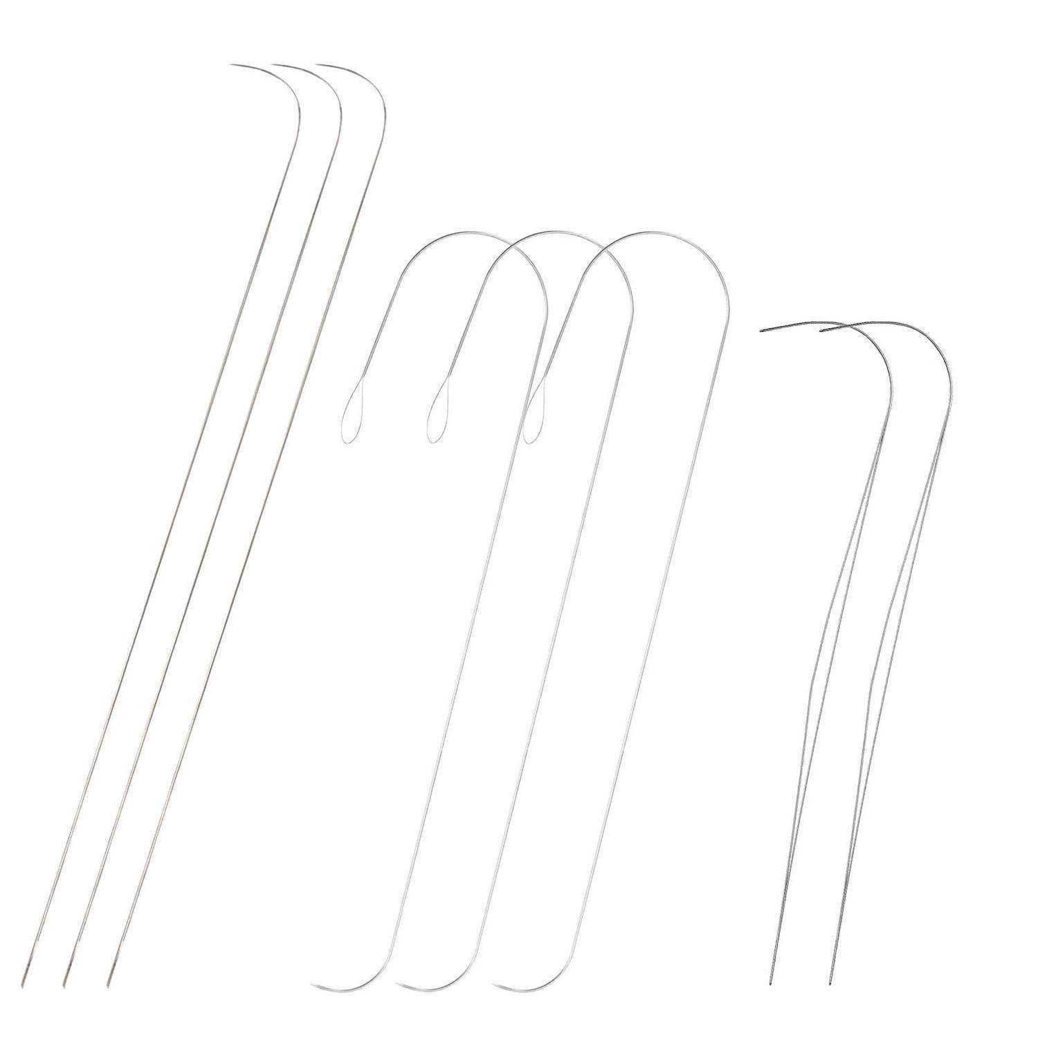 Illustration von drei Paaren gekrümmter, nadelartiger Metallhaken oder Drähte auf weißem Hintergrund.