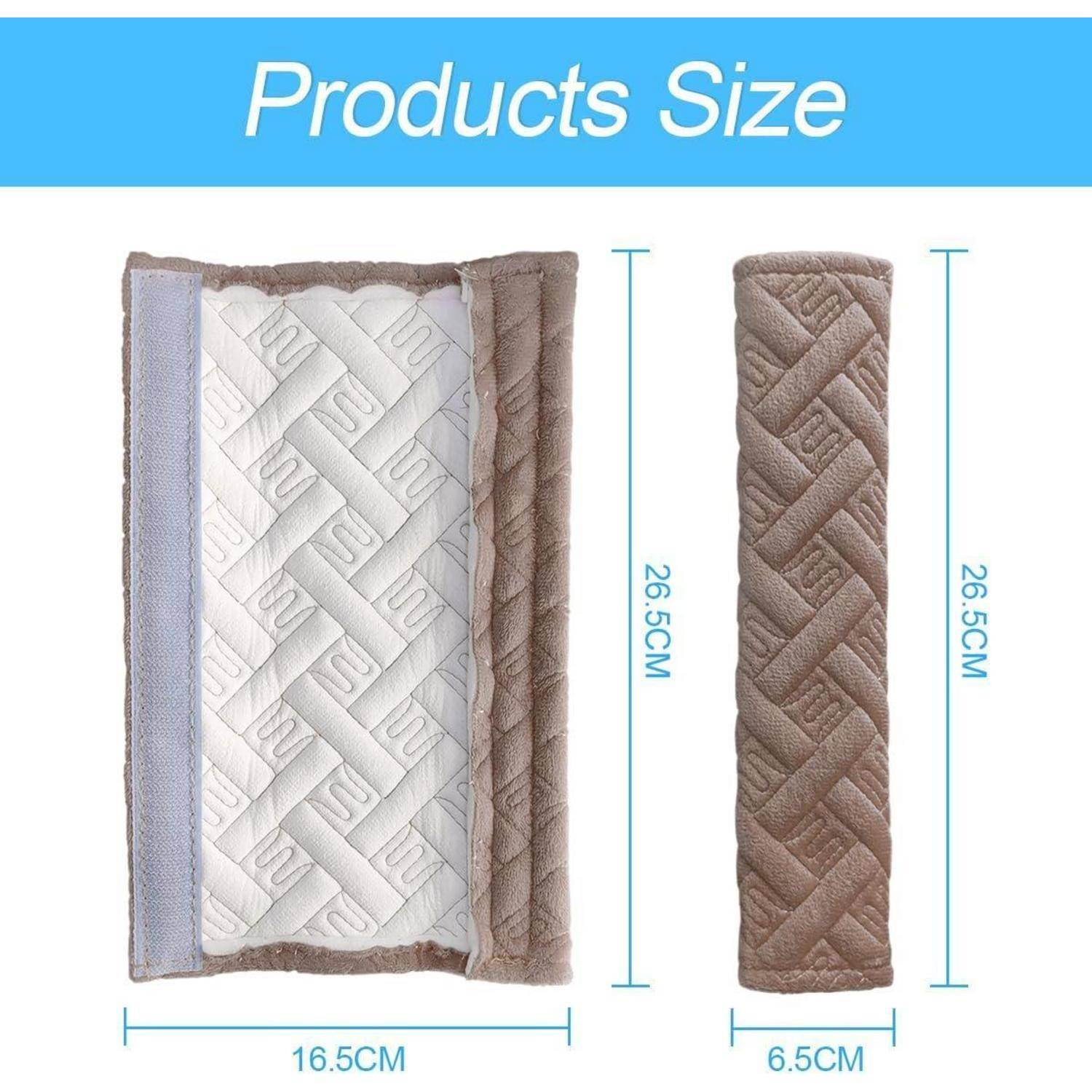 Größentabelle für Produkt, das ein zusammengefaltetes Steppprodukt zeigt: 26,5 cm hoch, 16,5 cm breit geöffnet, 6,5 cm breit gerollt.