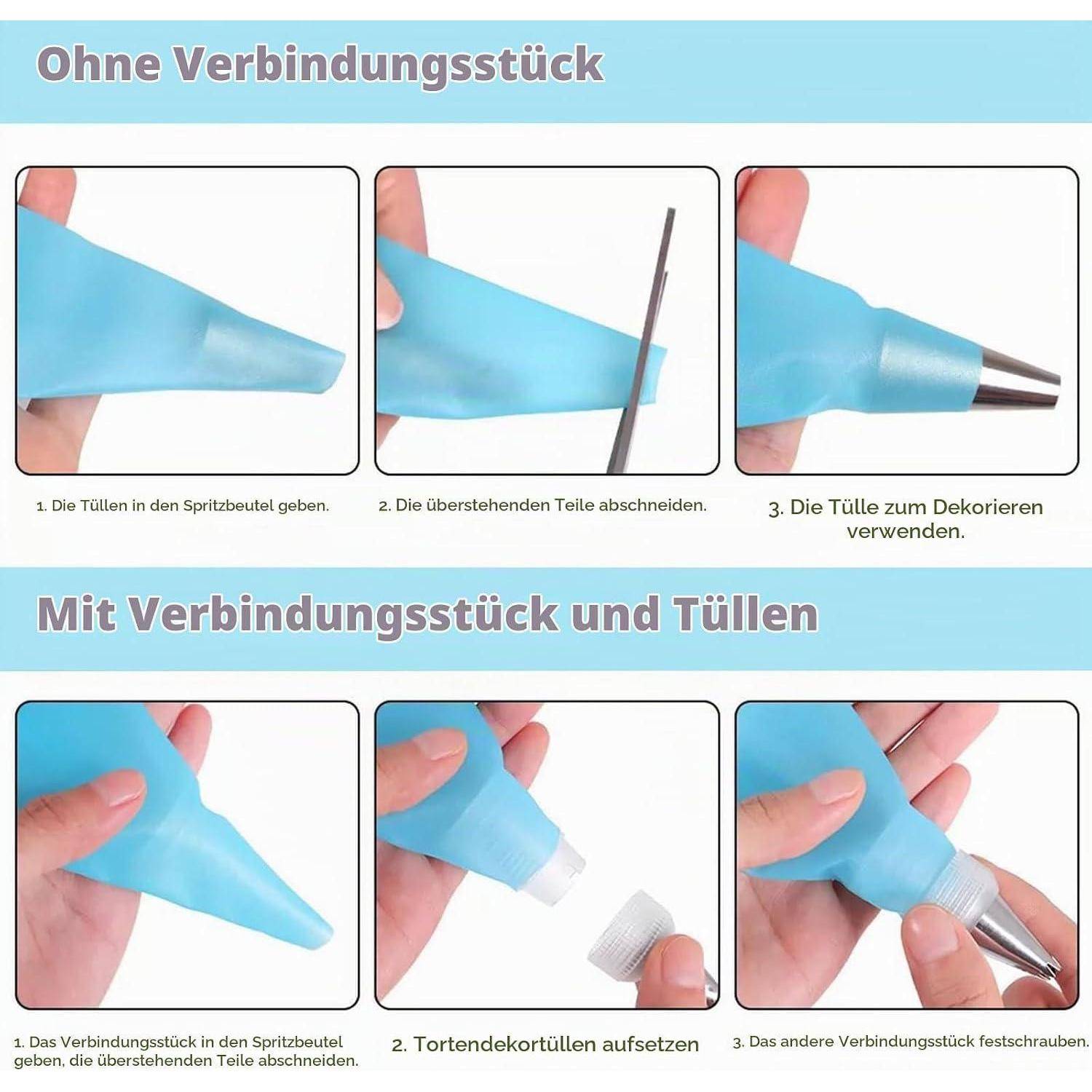 Spritzbeutel Set mit 8 Tüllen und 2 Beuteln