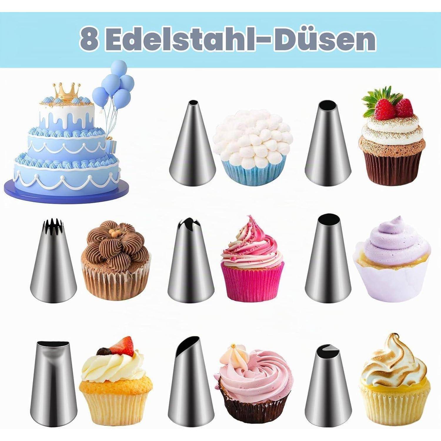Spritzbeutel Set mit 8 Tüllen und 2 Beuteln