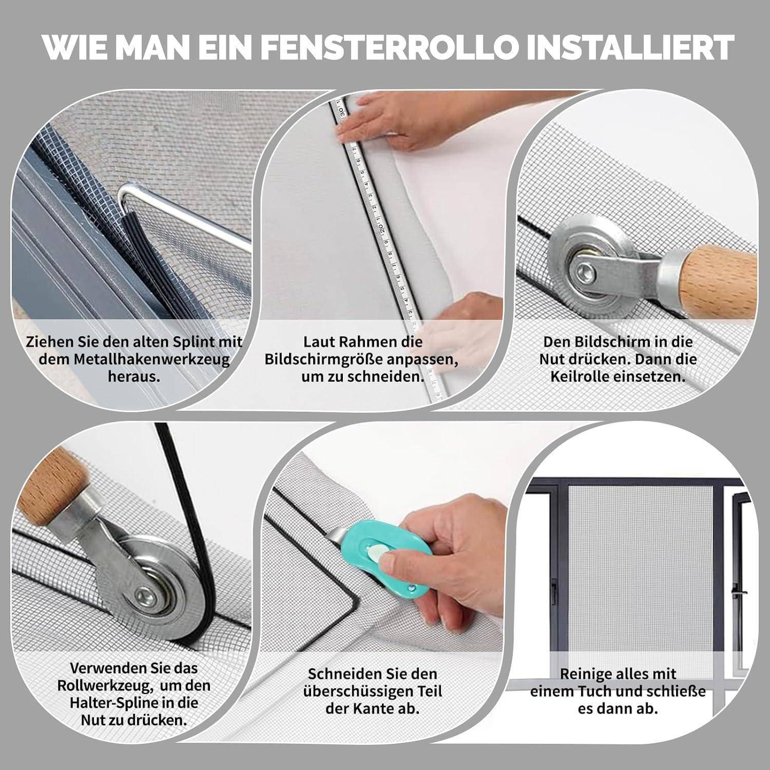 Fliegengitter Reparatur Set 300x120cm Grau mit Zubehör