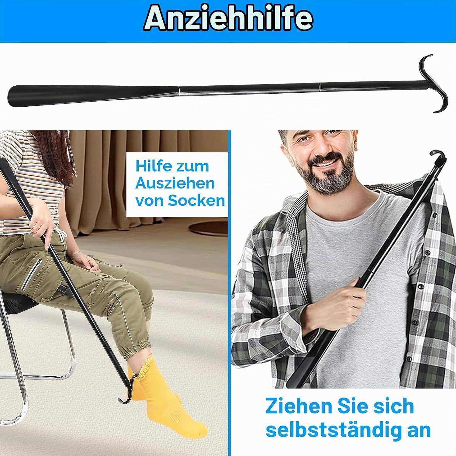 Schuhlöffel Teleskop 90cm 3-in-1 Anziehhilfe Sockenentferner