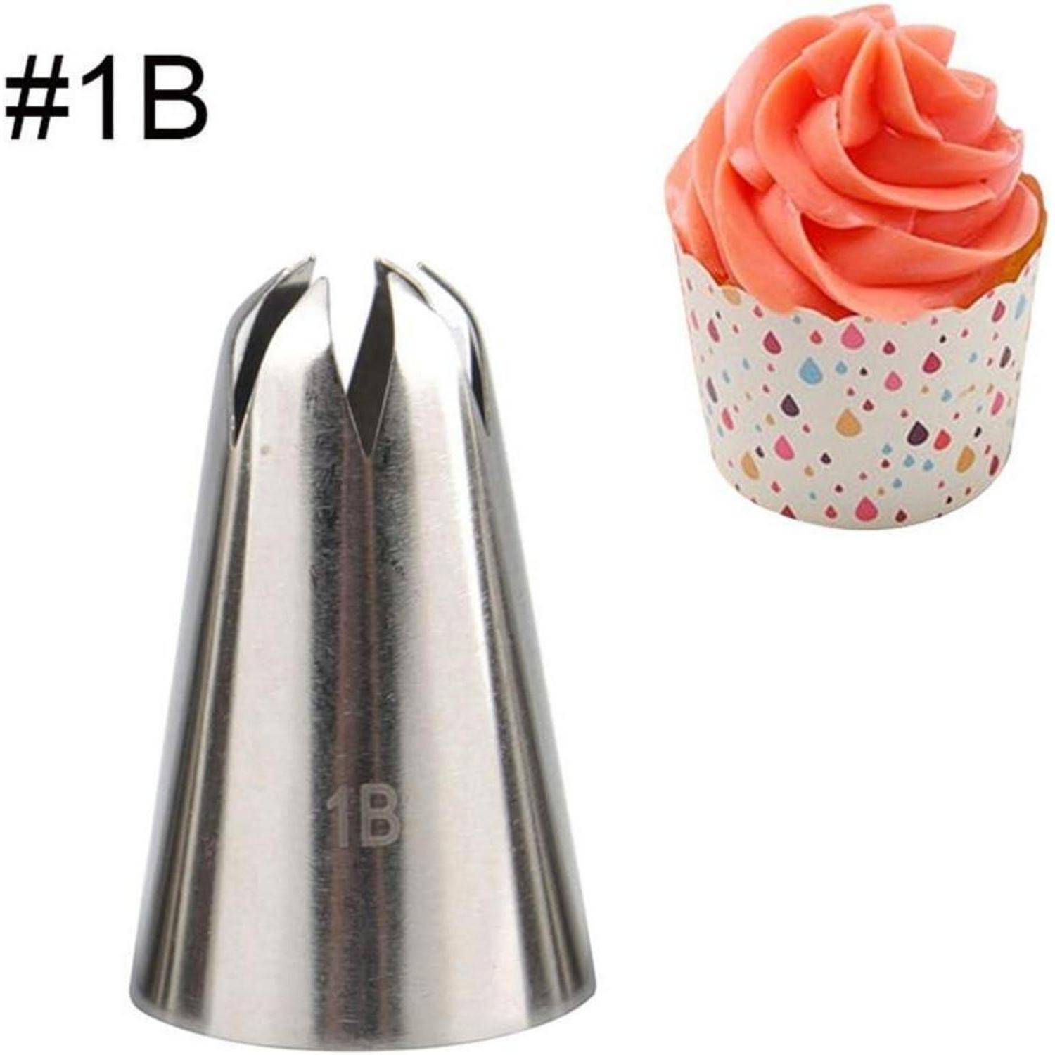Metall-Spritztülle #1B mit einer Beispiel-Cupcake mit Rosenfrost.