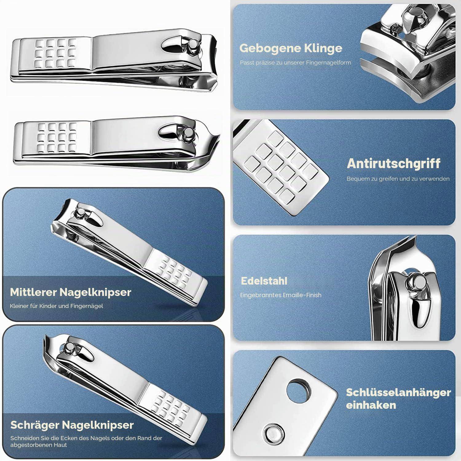 Fußpflege Set Edelstahl 12tlg. für dicke Nägel, eingewachsene Nägel, Paronychie, Onychomykose