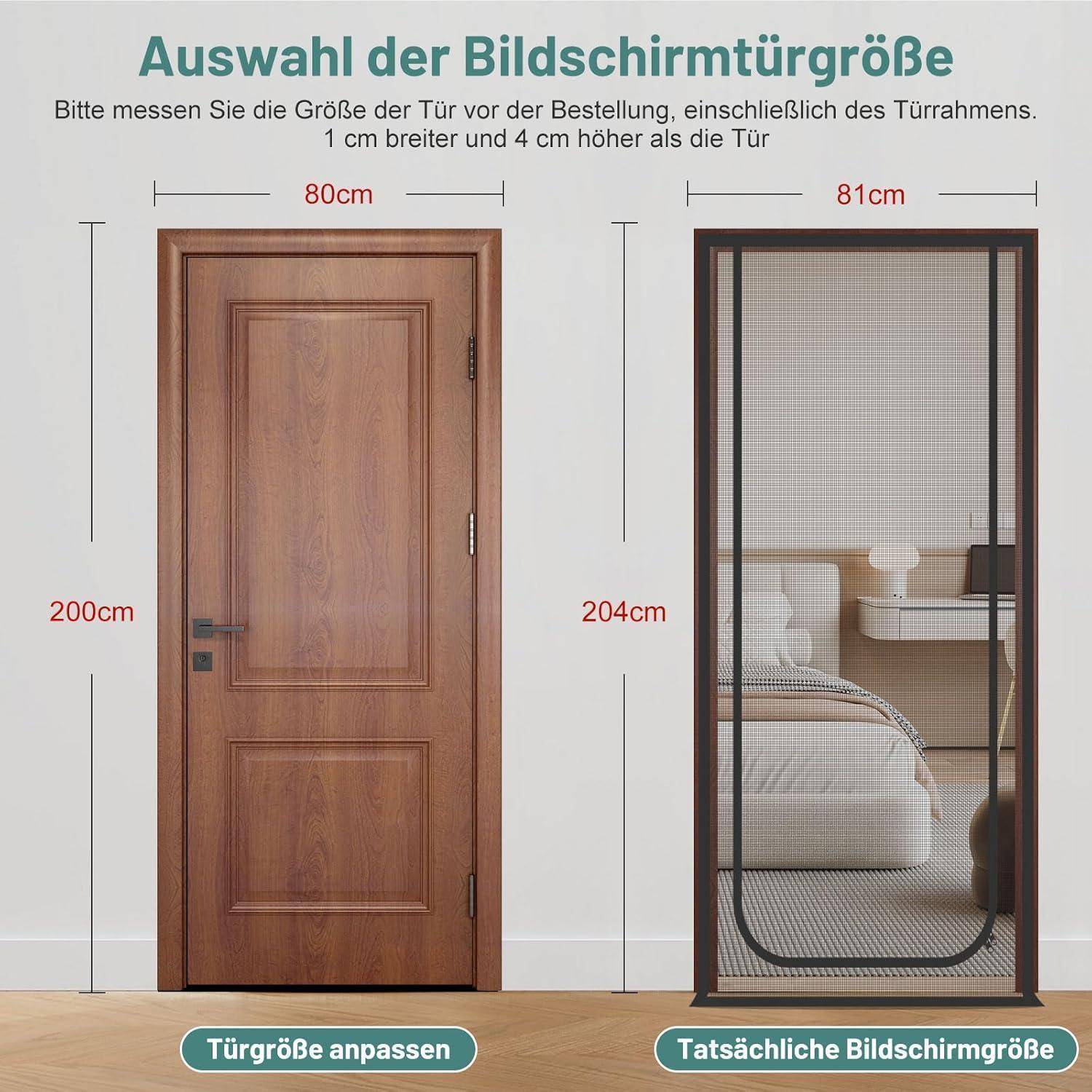 Katzengittertür verstärkt kratzfest Reißverschluss Schwarz 80x200cm