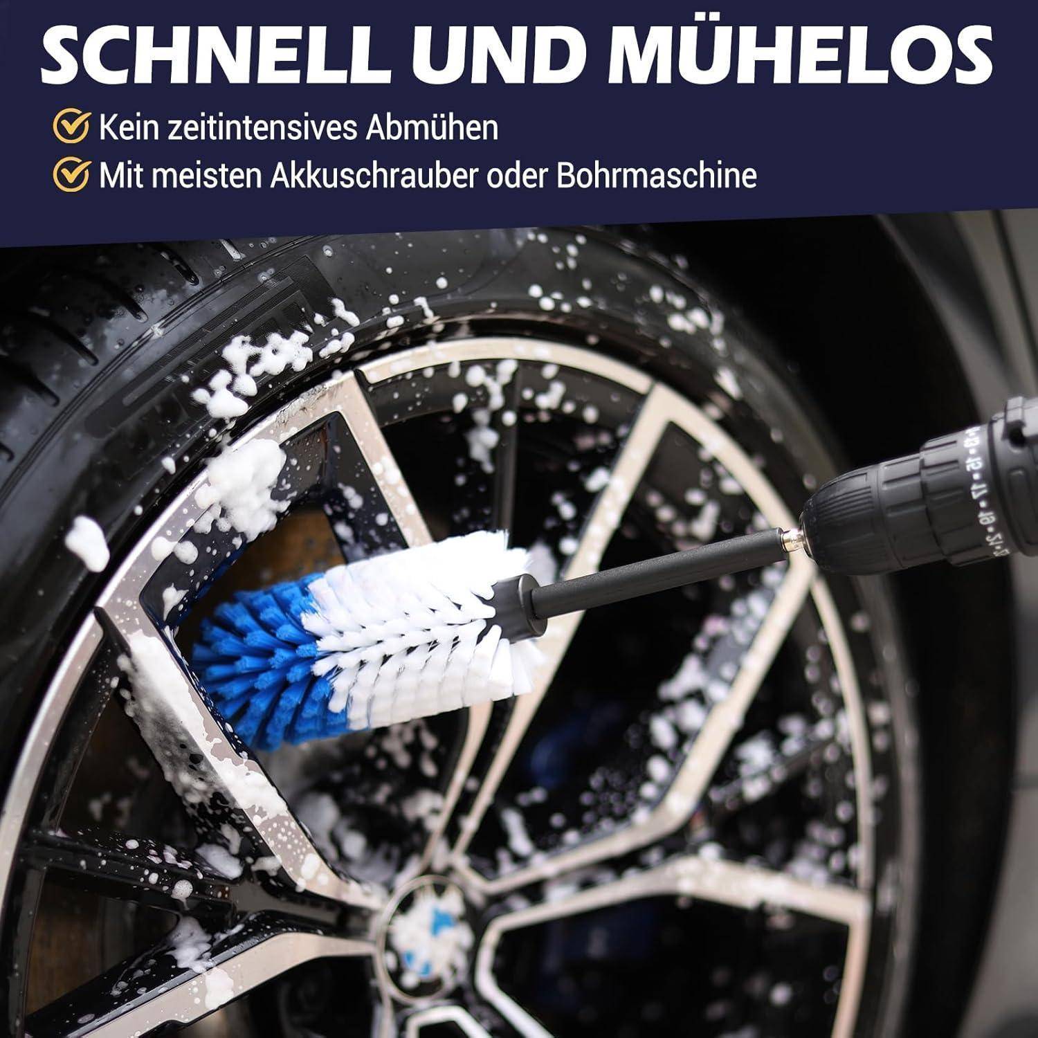 Felgenbürsten-Set für Akkuschrauber 4-teilig