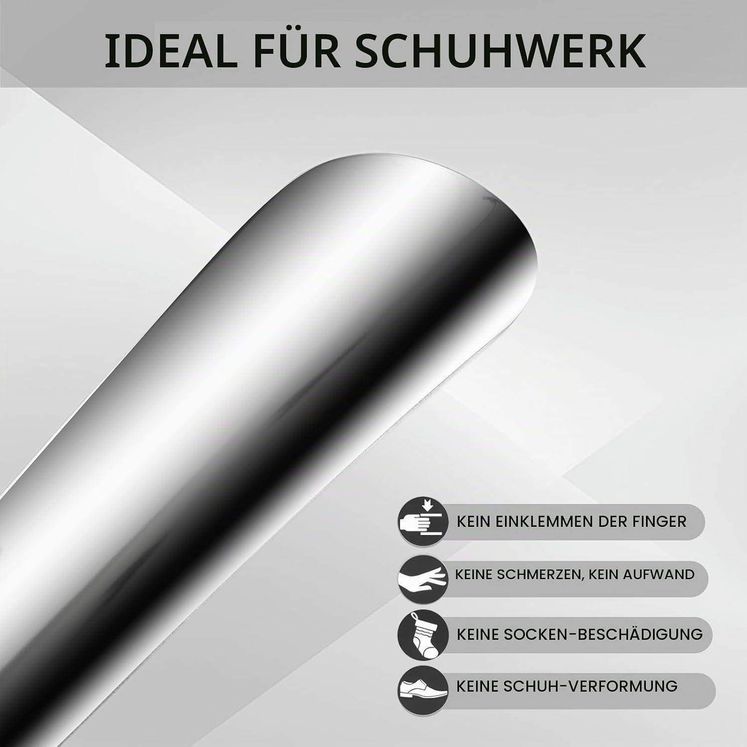 Schuhlöffel 2 Stück 30cm Edelstahl mit Kette und Griff