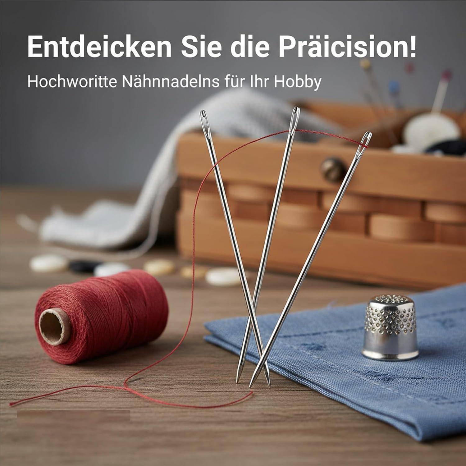 3x Stopfnadeln 10cm extra lang 3mm Öhr Edelstahl rostfrei
