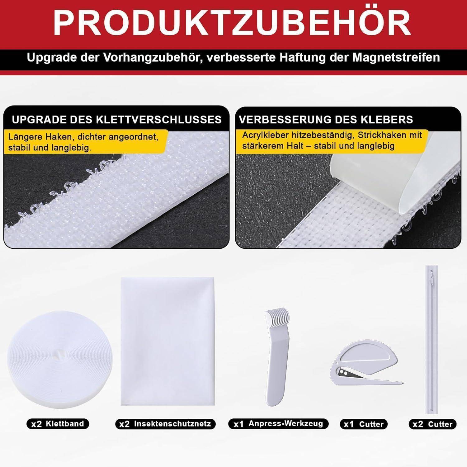 ZUIYIN Fliegengitter 2 Stück 130x150cm weiß Klettband NexGen 2.0