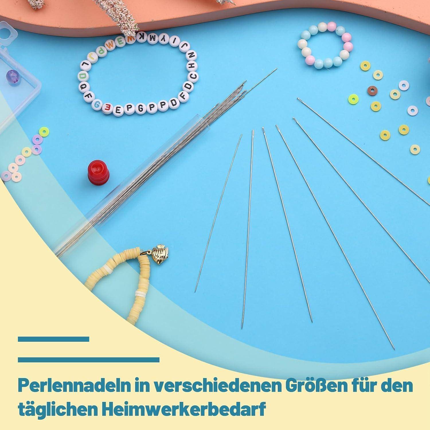24 Stück Perlennadeln Set Edelstahl 6 Größen mit Nadelflasche