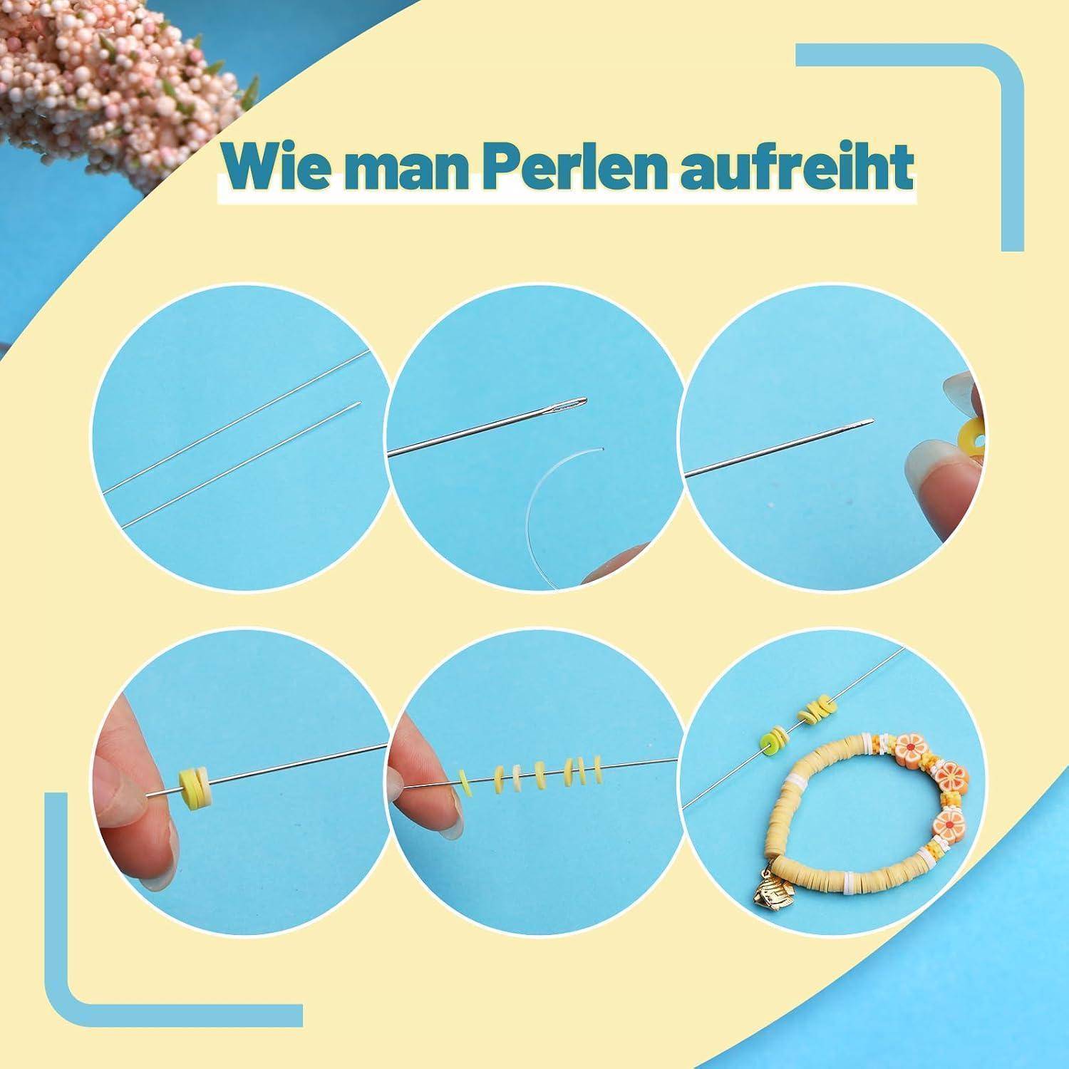 24 Stück Perlennadeln Set Edelstahl 6 Größen mit Nadelflasche