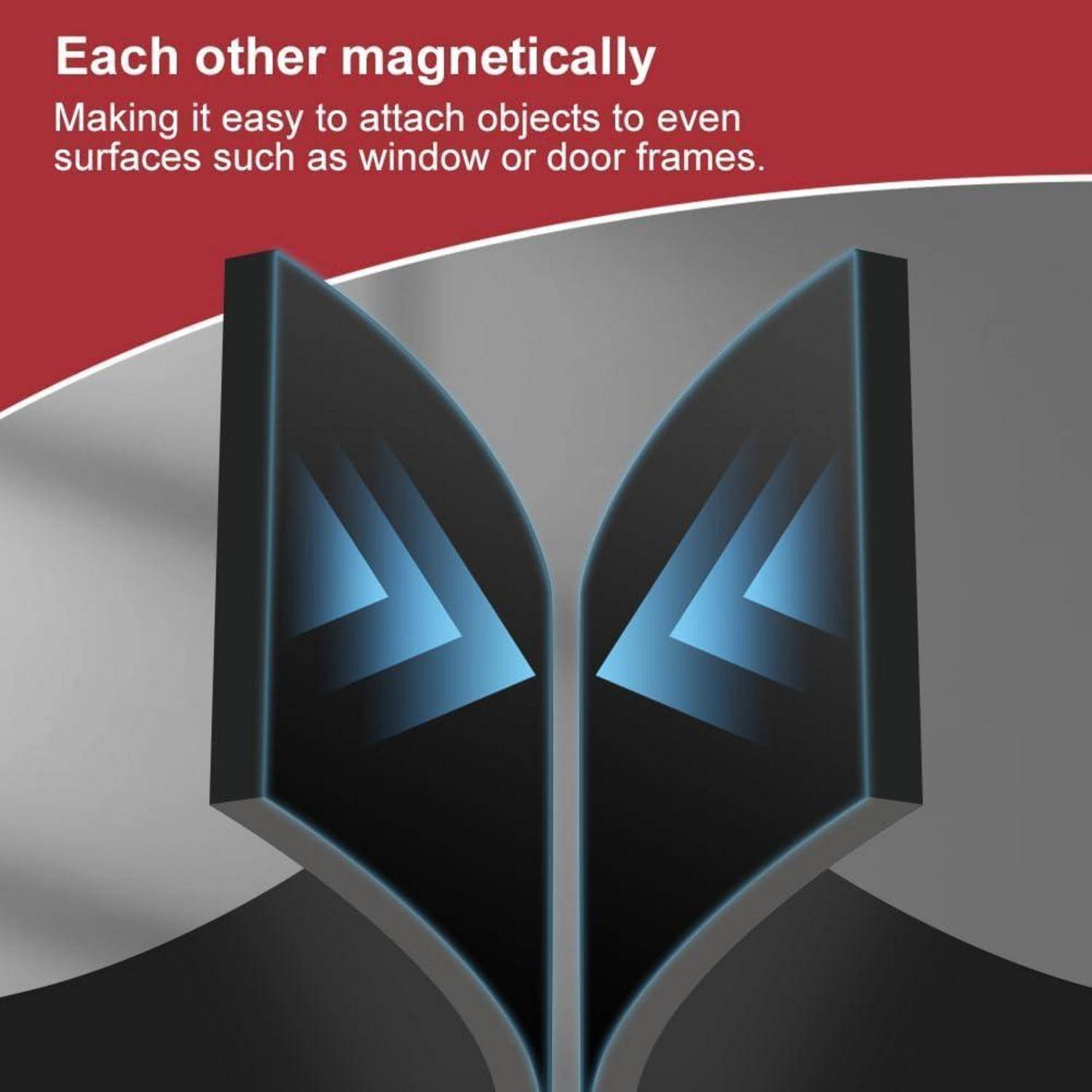 Produktgrafik, die zwei Magnetpaneele zeigt, die sich gegenseitig magnetisch verbinden, mit dem Text: „Gegenseitig magnetisch