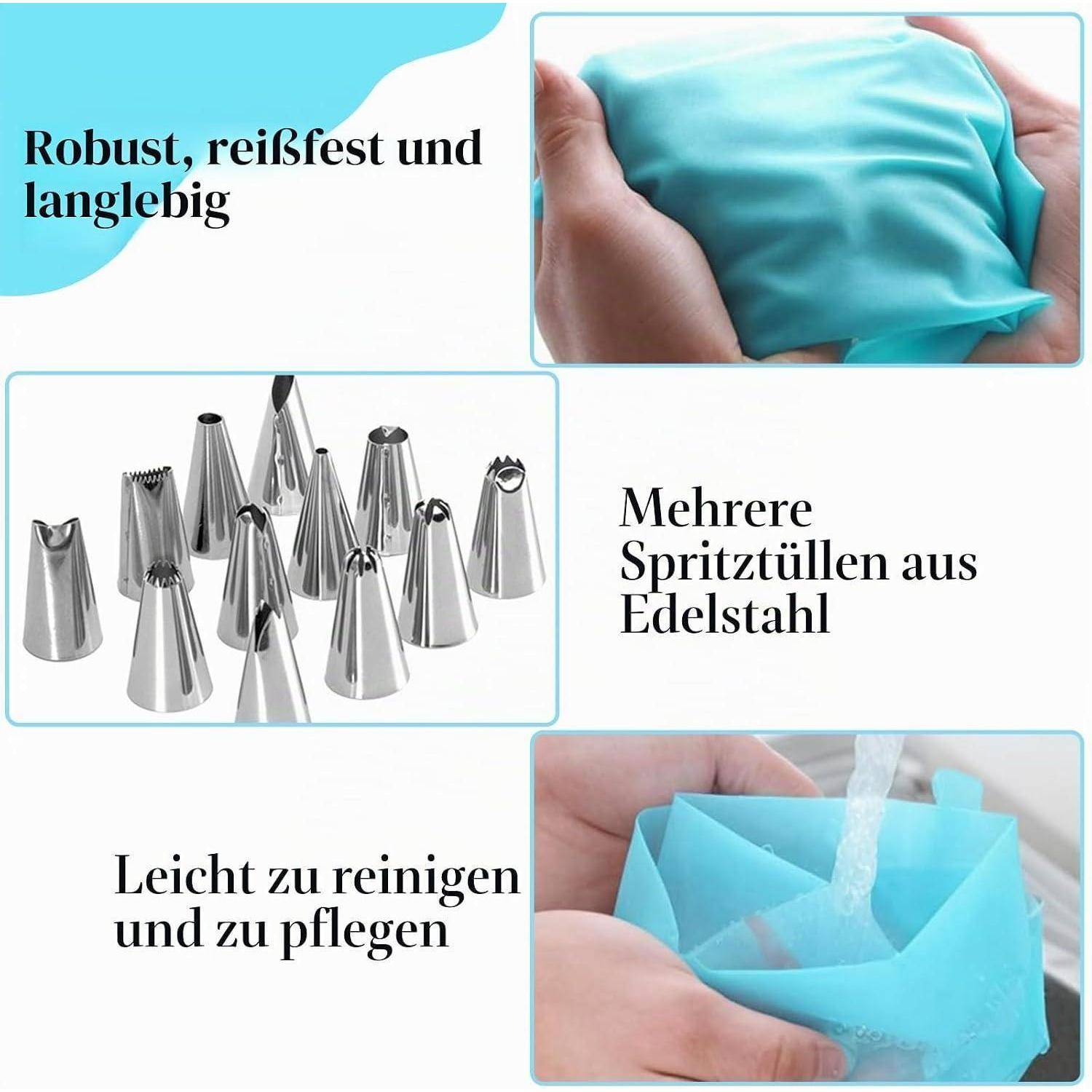 Spritzbeutel Set mit 12 Tüllen und Macaron-Matte