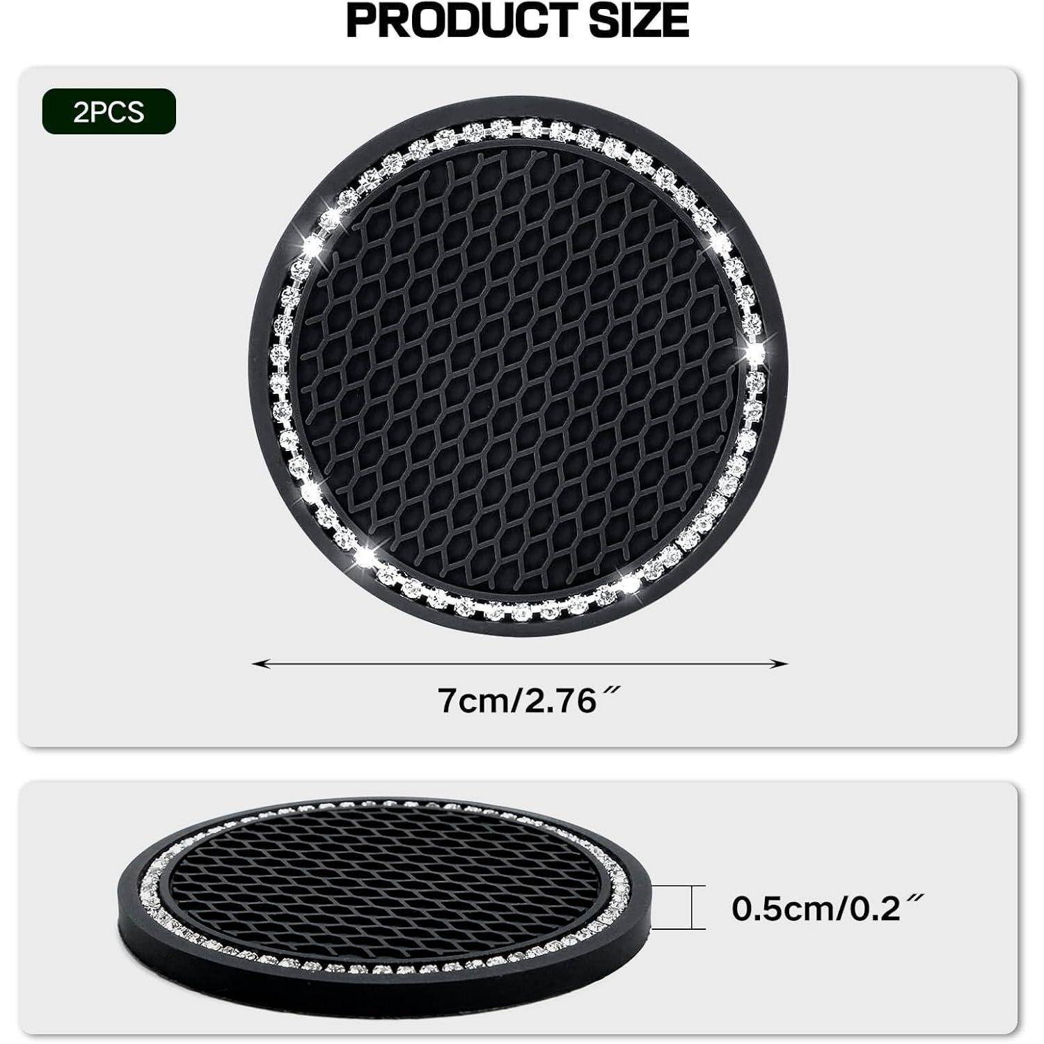 Produktgrößendiagramm für zwei runde Autolautsprecherabdeckungen: 7 cm (2,76 Zoll) Durchmesser und 0,5 cm (0,2 Zoll) dick.