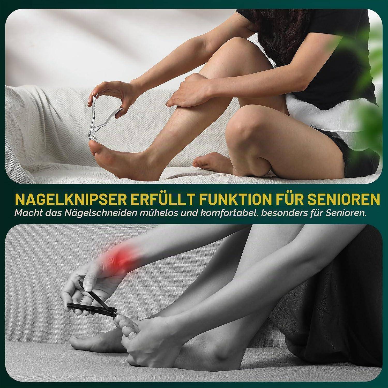 FVION Nagelknipser Fußnägel mit langem Griff und Auffangbehälter
