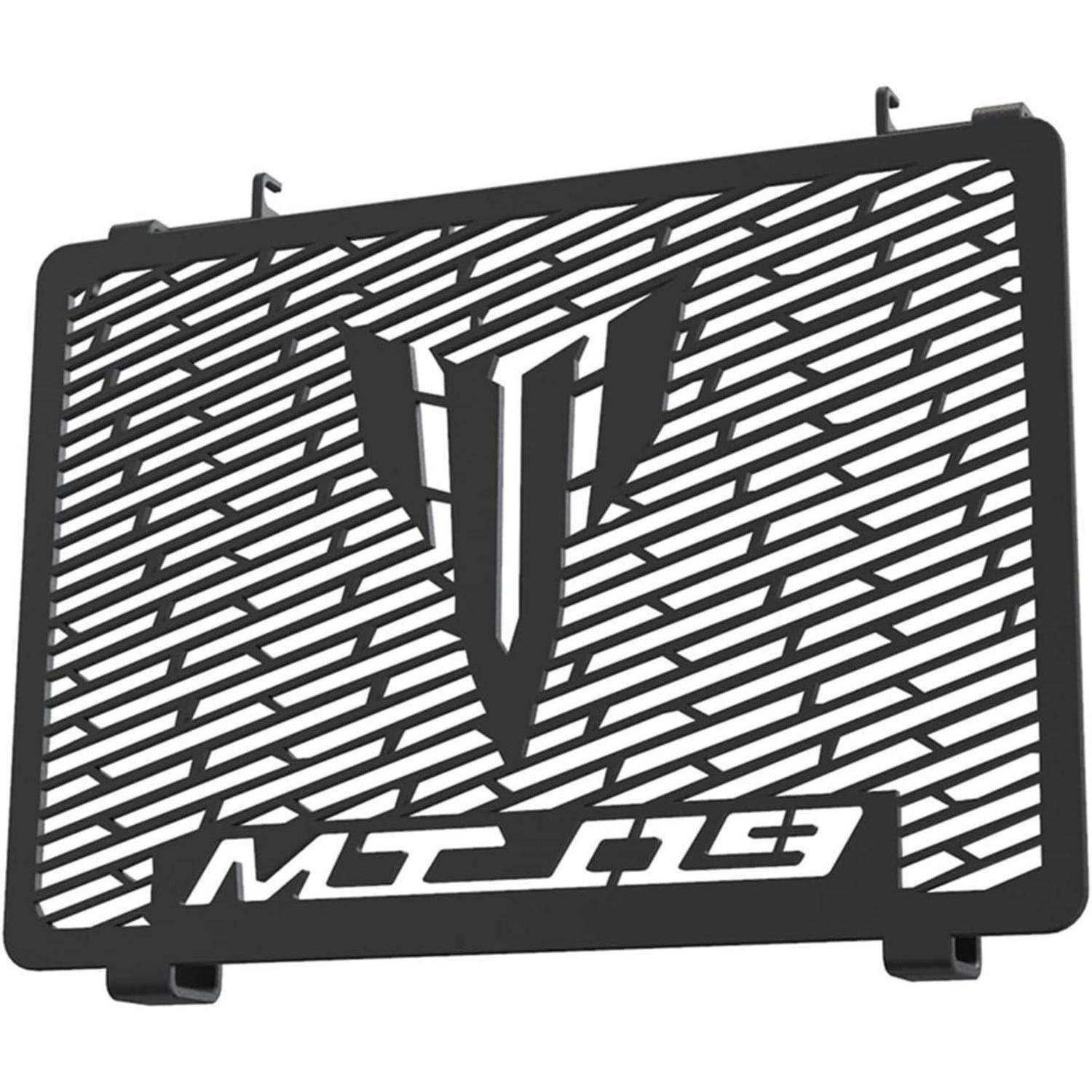 Schwarzes Metall-Kühlerschutzgitter mit stilisiertem 'V'-Logo und 'MCH'-Text auf weißem Hintergrund.