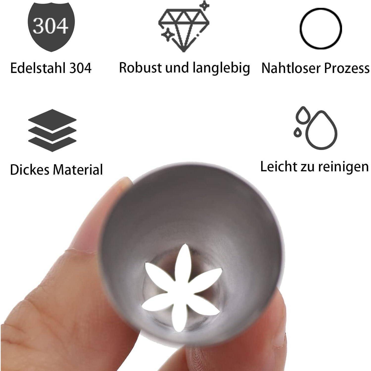 Spritztüllen Set 4 Stück Edelstahl 304 Tortendekoration 1M 2D 2A 4B