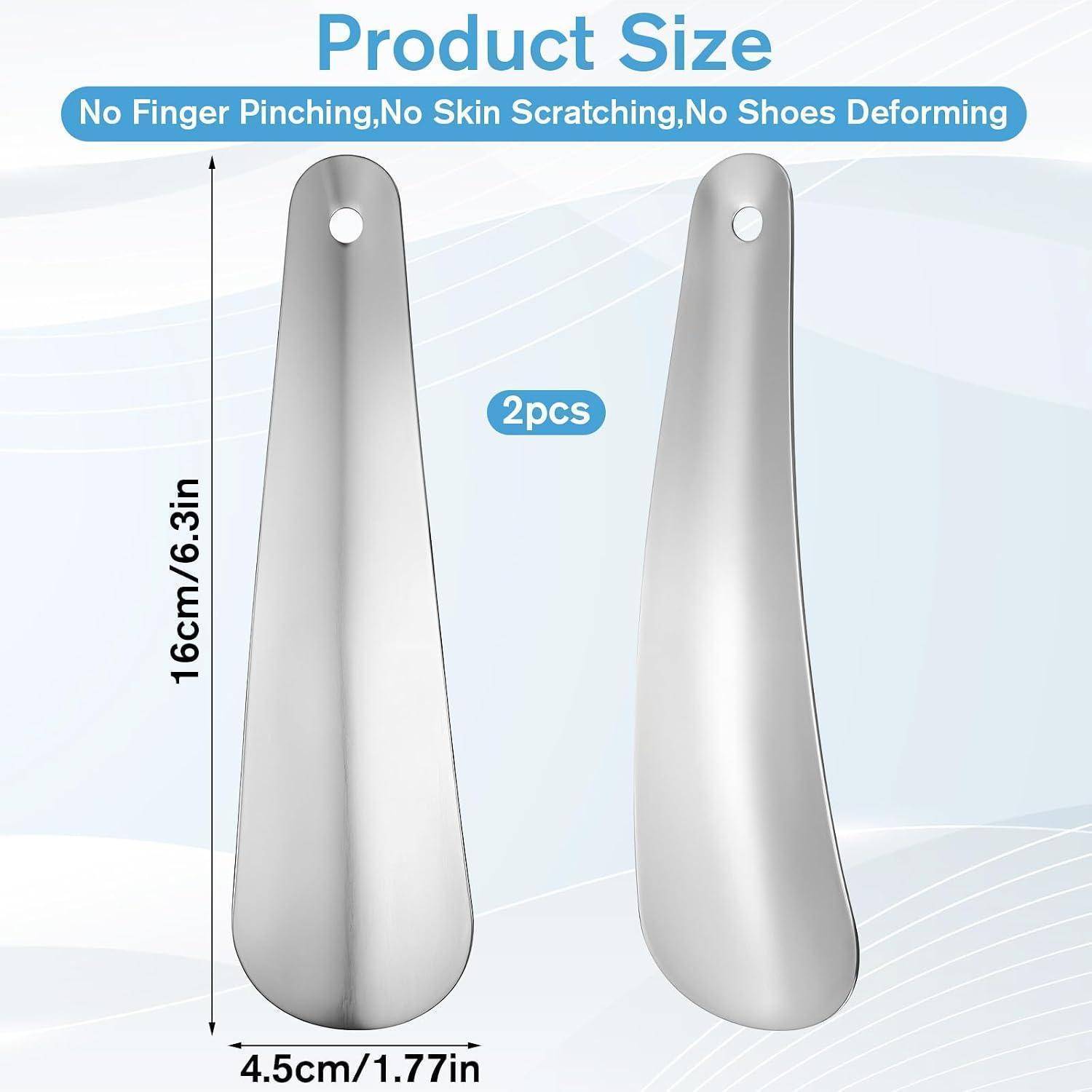 2 Stück Schuhlöffel 16 cm Edelstahl Kurz mit Aufhängeloch