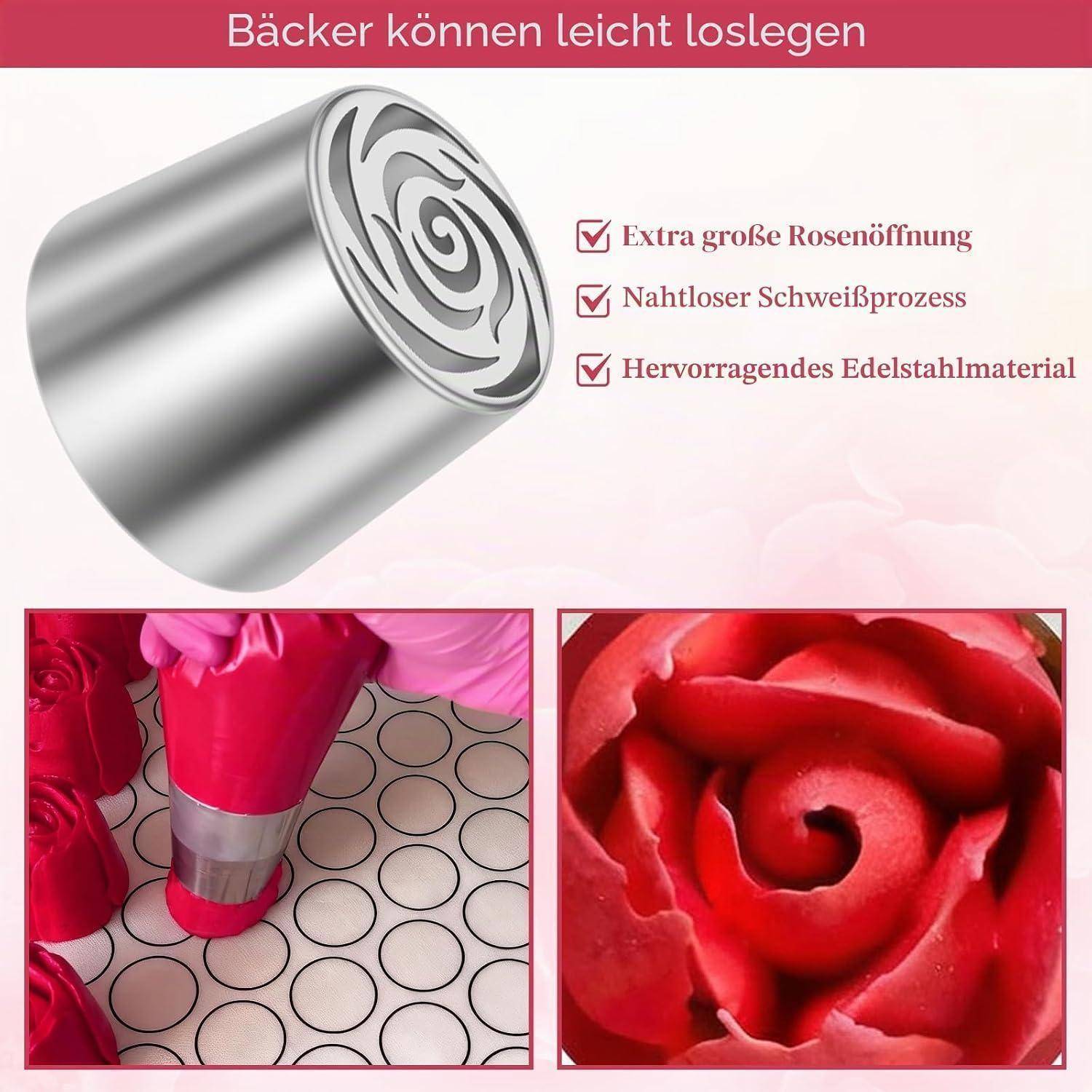 8 Stück Spritzbeutel Set Edelstahl Blumen Tüllen für Buttercreme