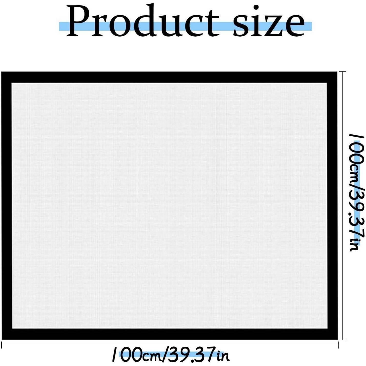 Produktgrößen-Diagramm zeigt ein quadratisches Panel, 100 cm mal 100 cm (39,37 Zoll) auf jeder Seite.
