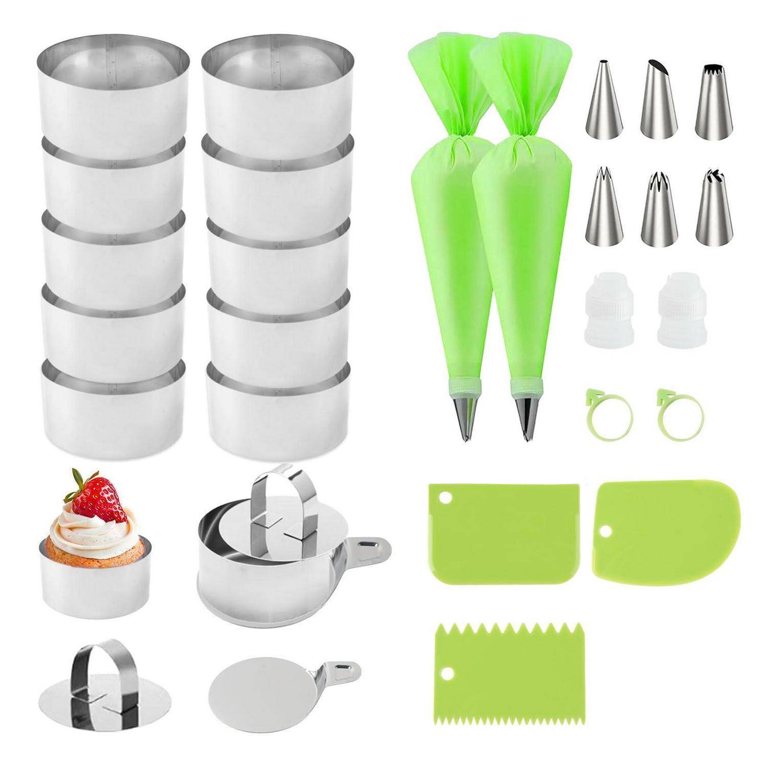 Dessertringe Set 31tlg Edelstahl 8cm Mousseform mit Zubehör