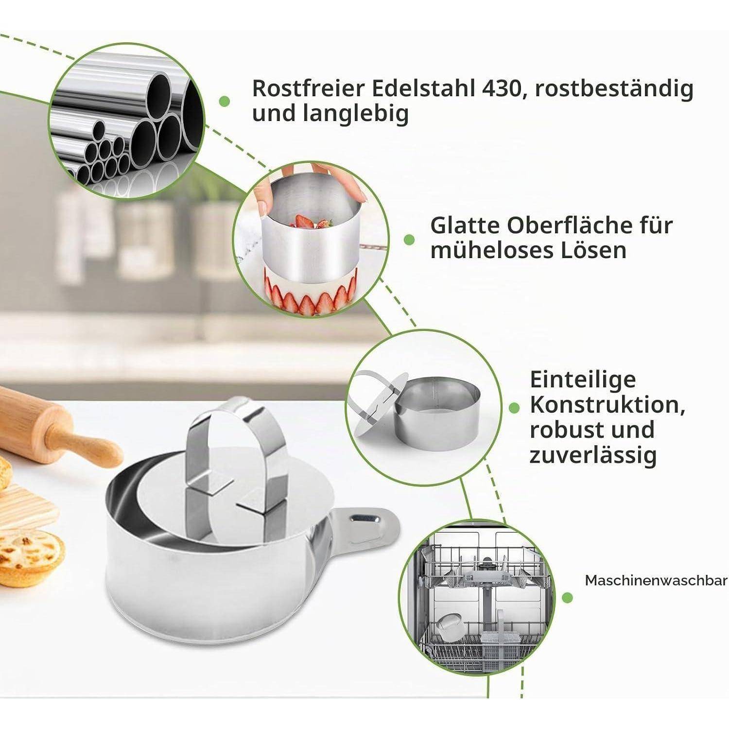 Dessertringe Set 31tlg Edelstahl 8cm Mousseform mit Zubehör