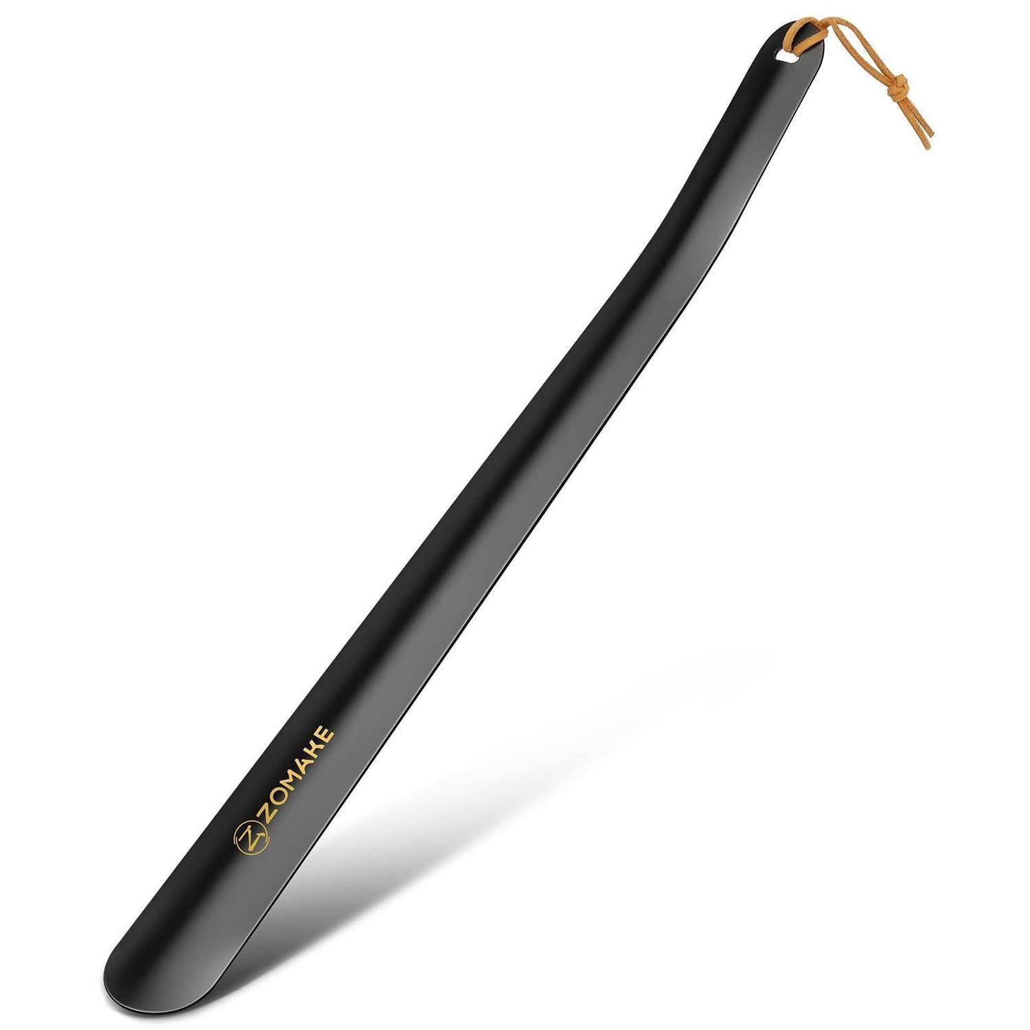 Schuhlöffel Metall Lang 42cm Schwarz mit Aufhängeband