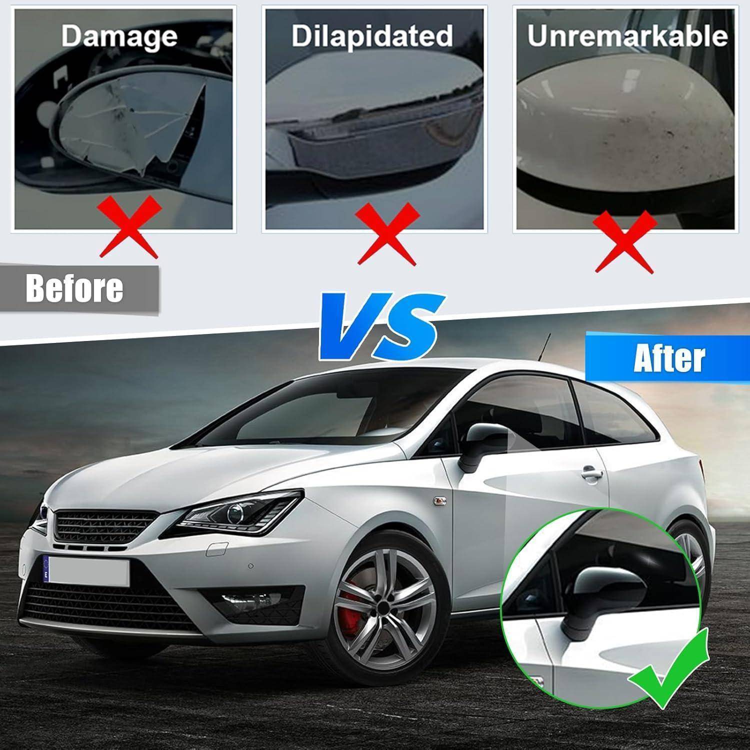 Spiegelkappen für Seat Ibiza 6J, Leon, Exeo Schwarz 2008-2017