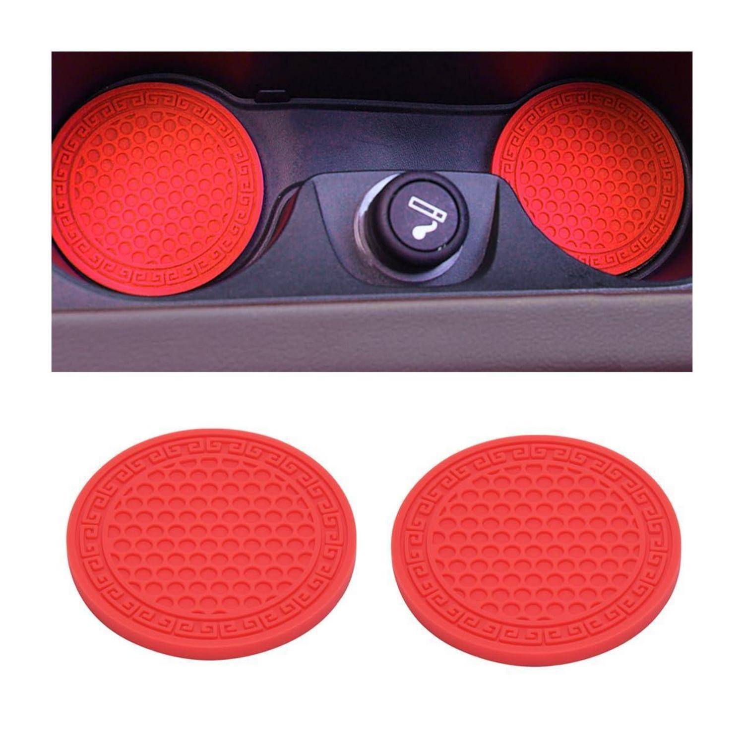 JNNJ 2x Auto Untersetzer Wabenmuster Rot PVC Rutschfest