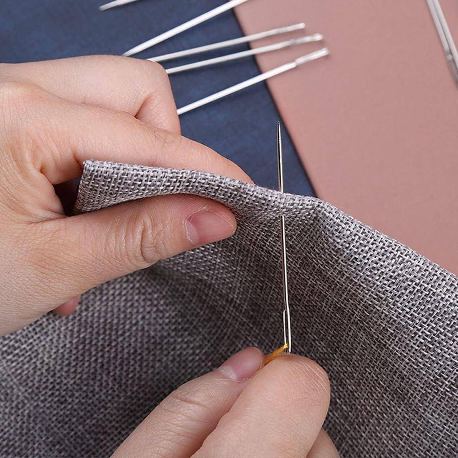 20 Stück Nähnadeln Set, Edelstahl, mit großem Öhr, gebogen