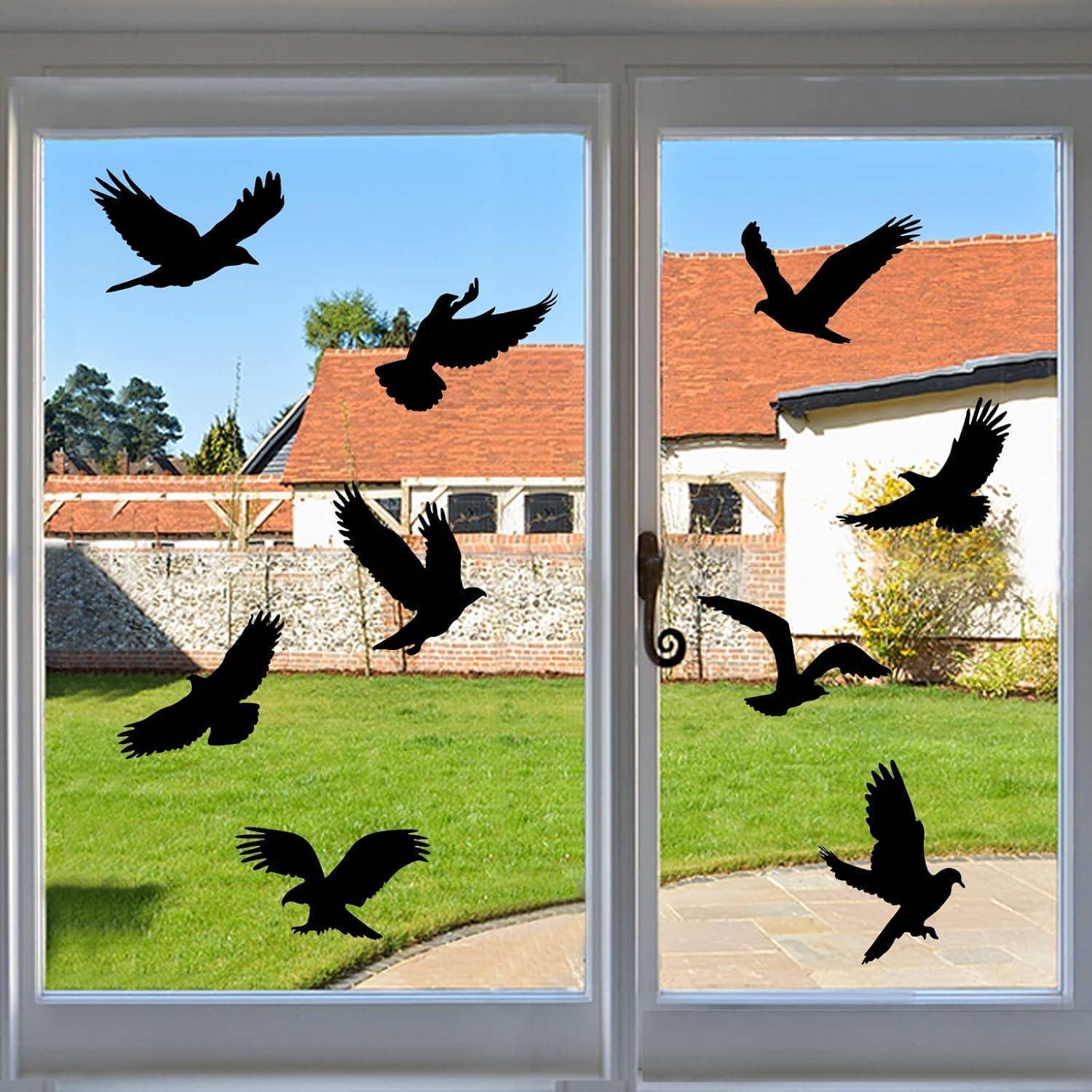 HOOWA Fensteraufkleber Vogelschutz 9 Stück Schwarz PVC 27-31cm