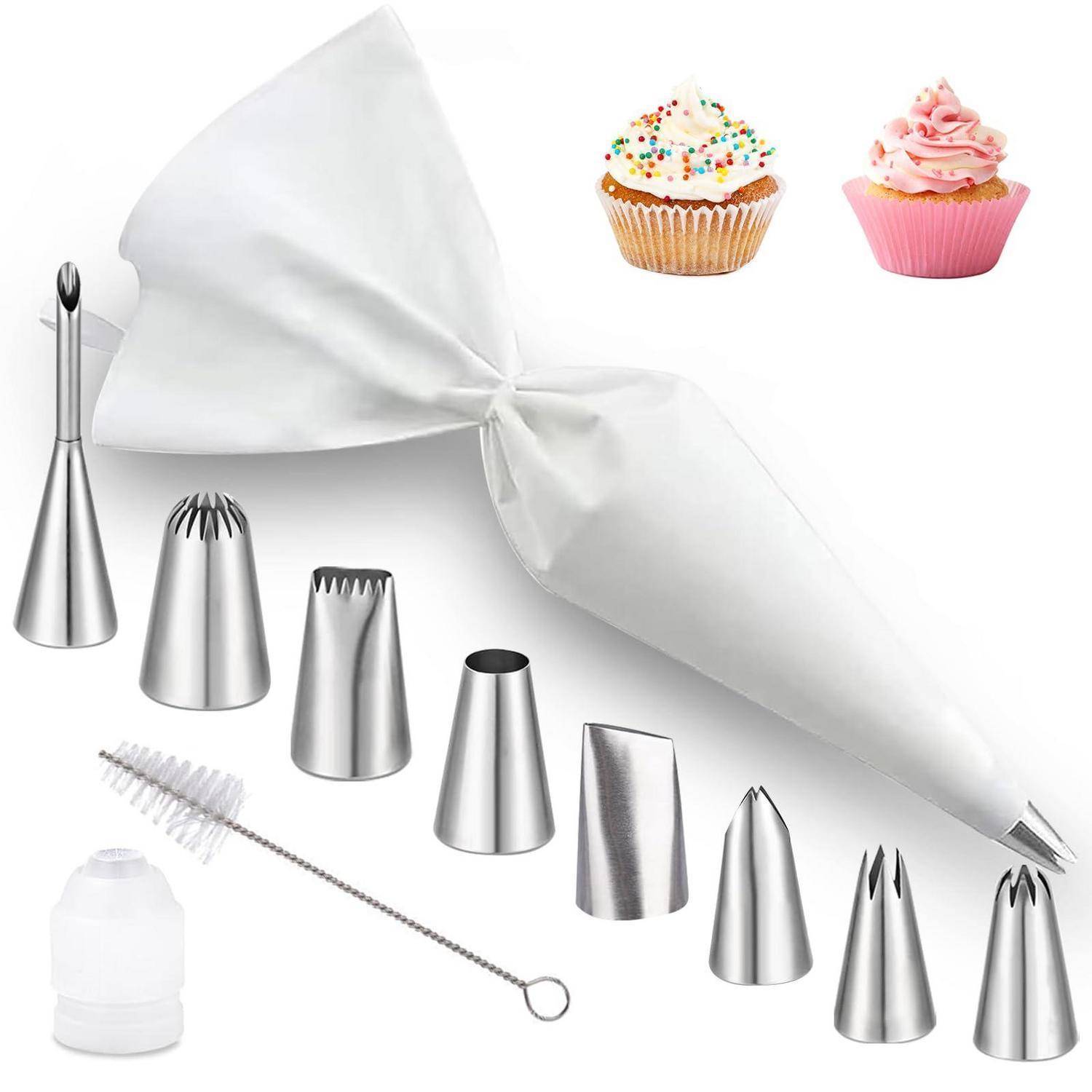 Spritztüllen Set 11-teilig wiederverwendbar mit Edelstahltüllen und Adapter