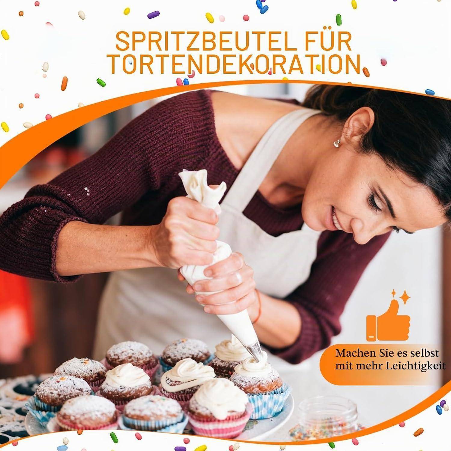 Spritztüllen Set 11-teilig wiederverwendbar mit Edelstahltüllen und Adapter