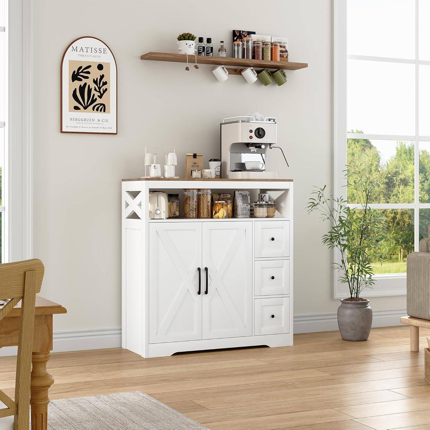 Sideboard mit 3 Schubladen und 2 Türen Weiß 100x40x105cm