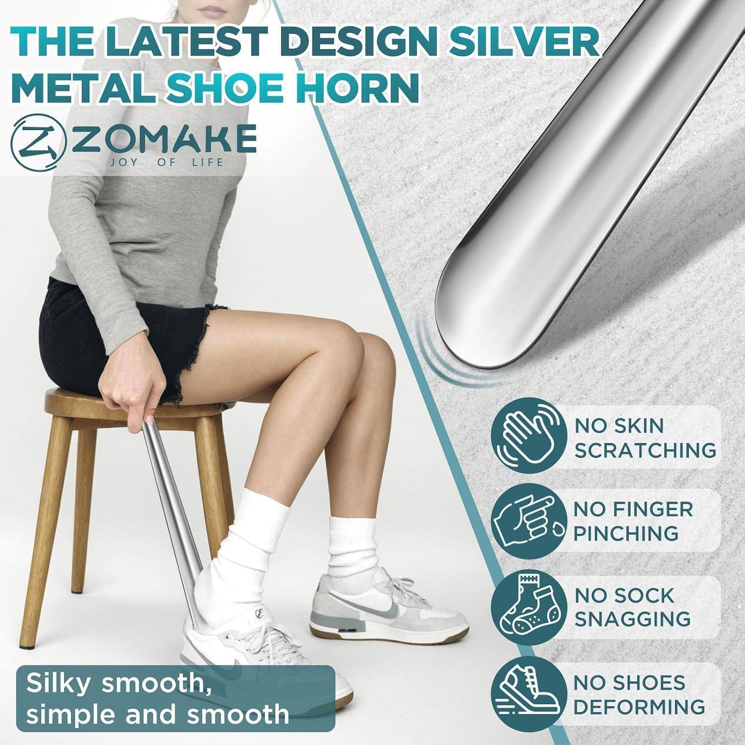 Schuhlöffel 42cm Edelstahl 2er Set Silber
