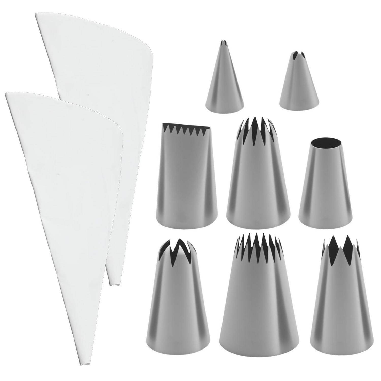 Spritzbeutel Set 10-teilig mit 8 Edelstahl-Tüllen 40cm