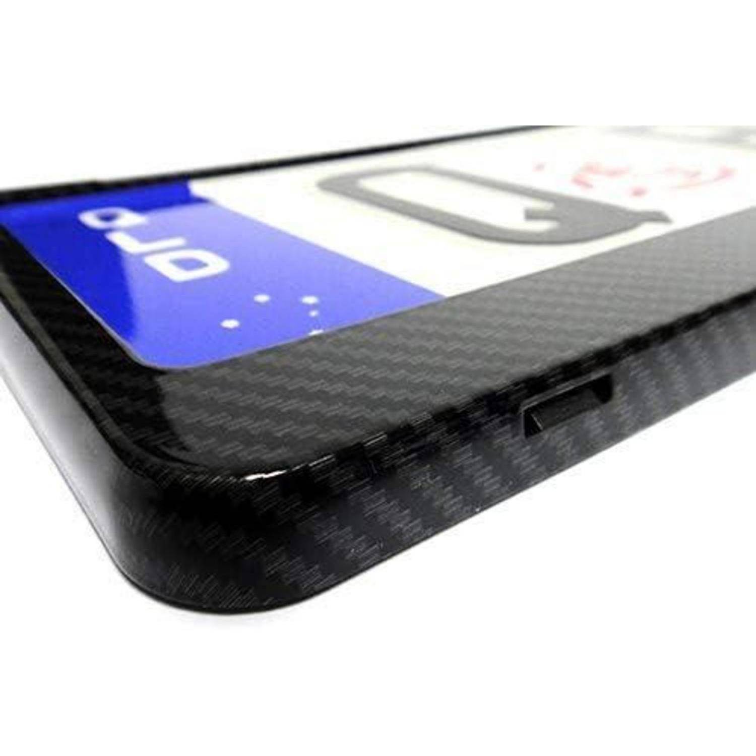 2x Kennzeichenhalter Carbon-Optik Schwarz mit Selbsteinsteller