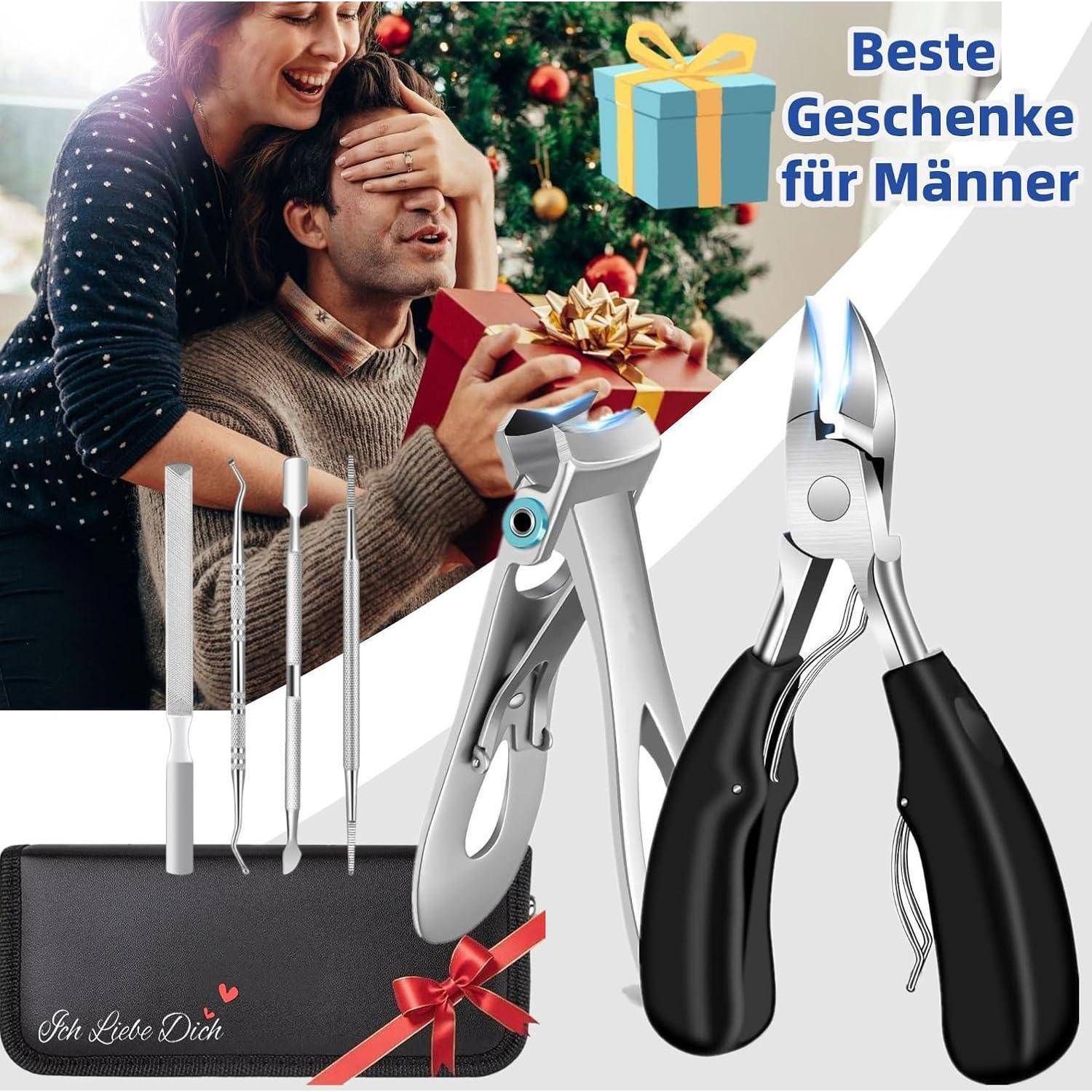 Pediküre Set Herren 6-teilig Edelstahl mit Lederetui