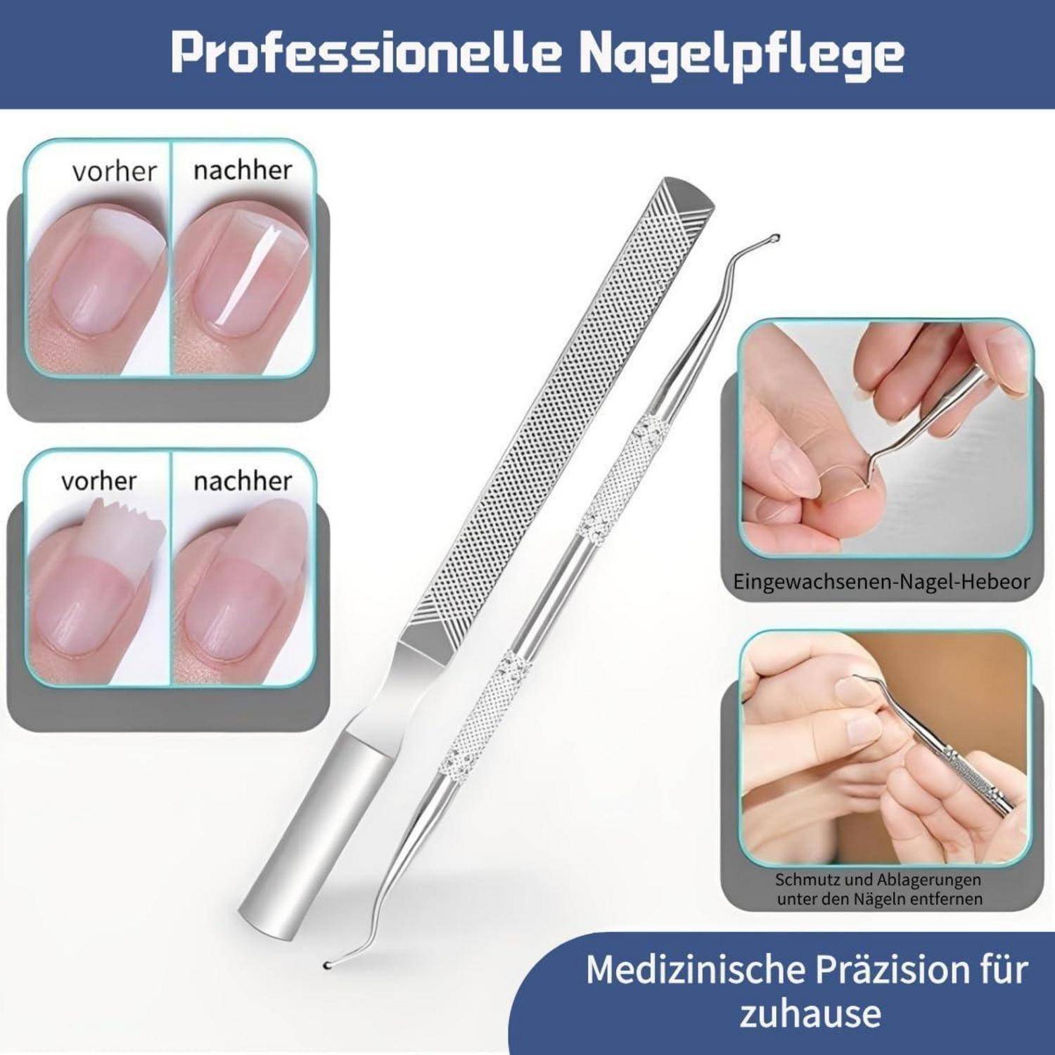 Pediküre Set Herren 6-teilig Edelstahl mit Lederetui