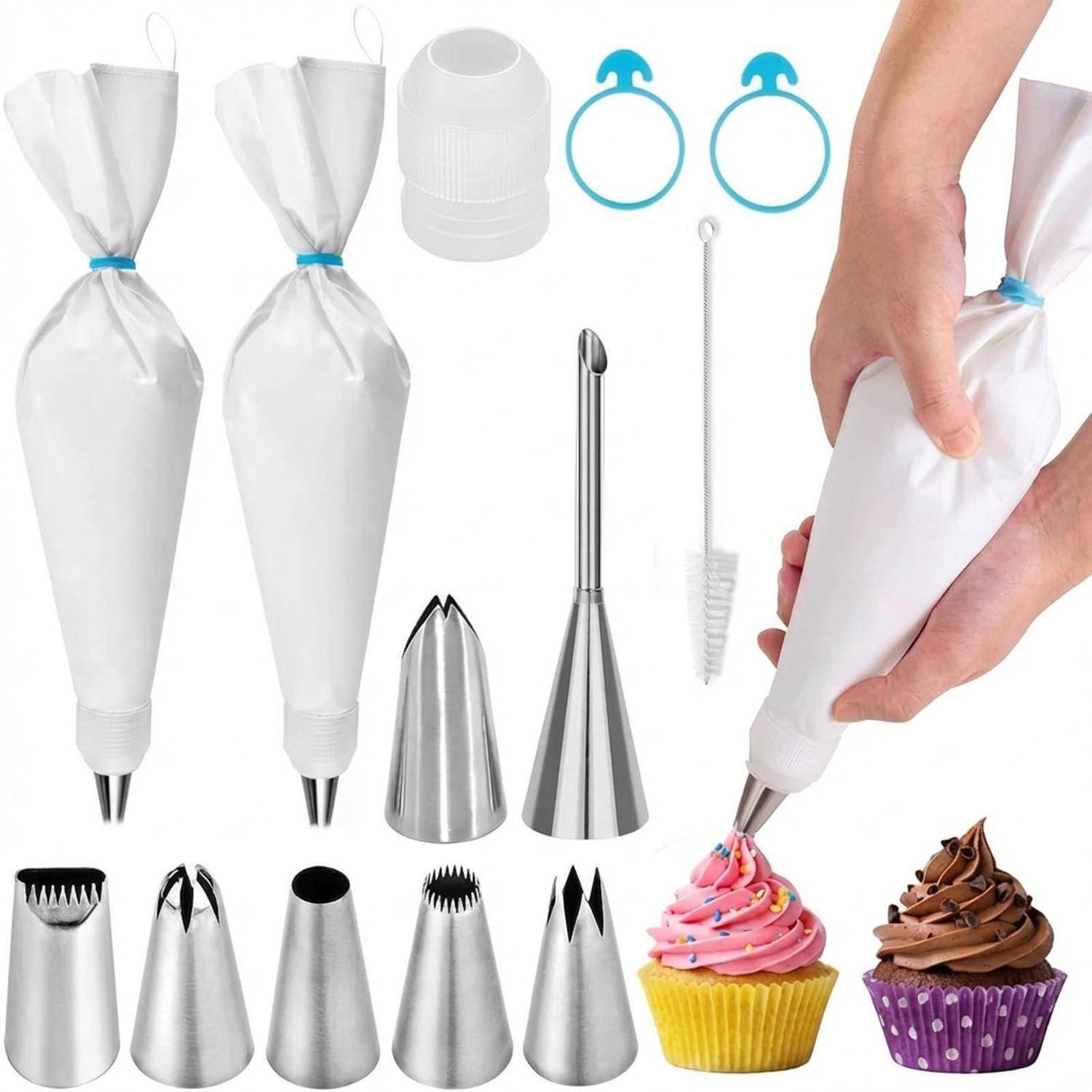Spritzbeutel Set 14-teilig wiederverwendbar Edelstahl Tüllen