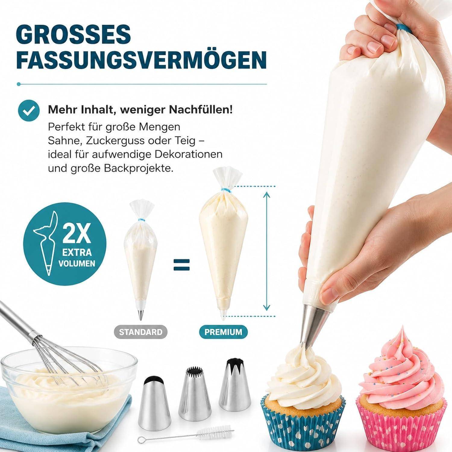 Spritzbeutel Set 14-teilig wiederverwendbar Edelstahl Tüllen