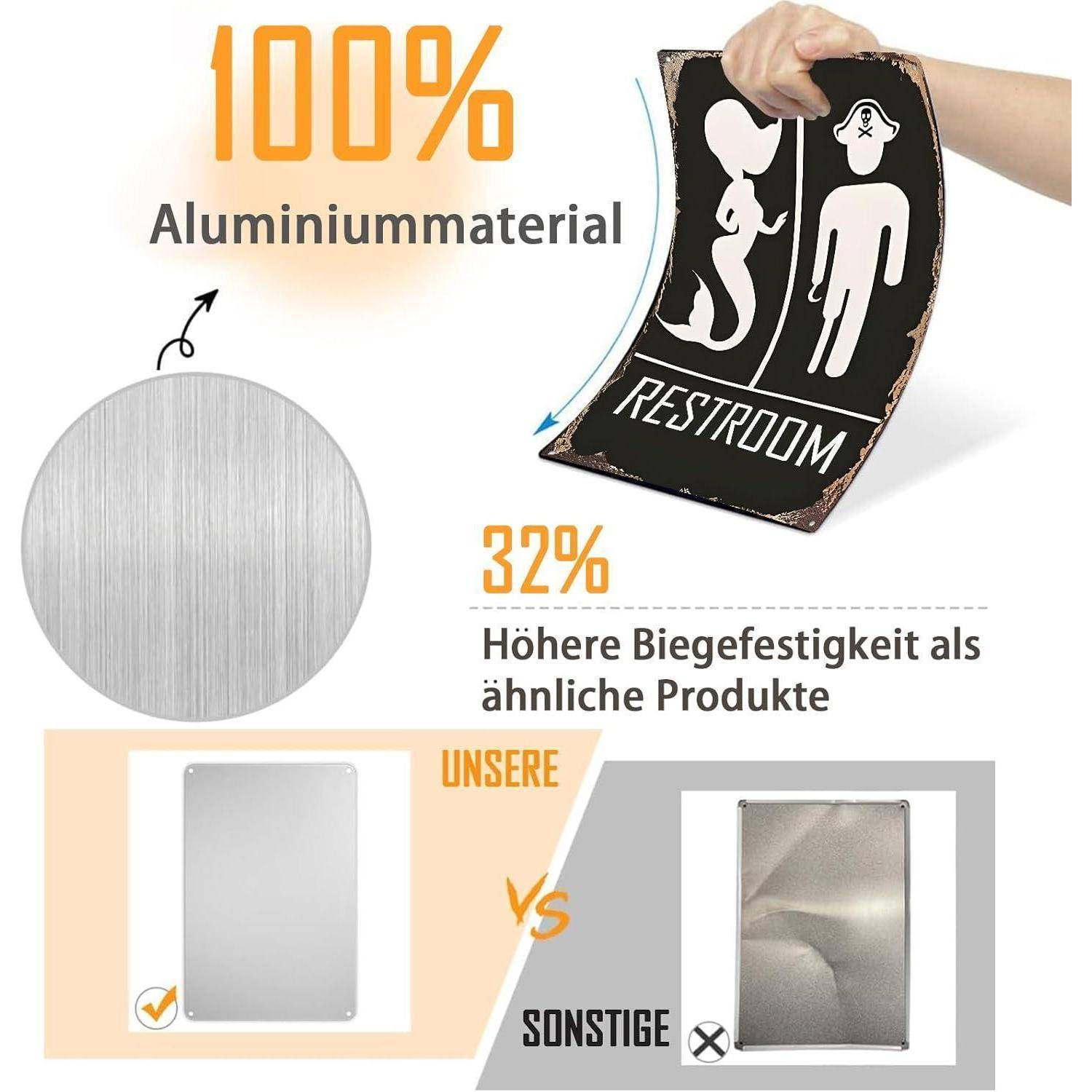 Wanddeko Metallschild "RESTROOM" Meerjungfrau Pirat 20x30cm