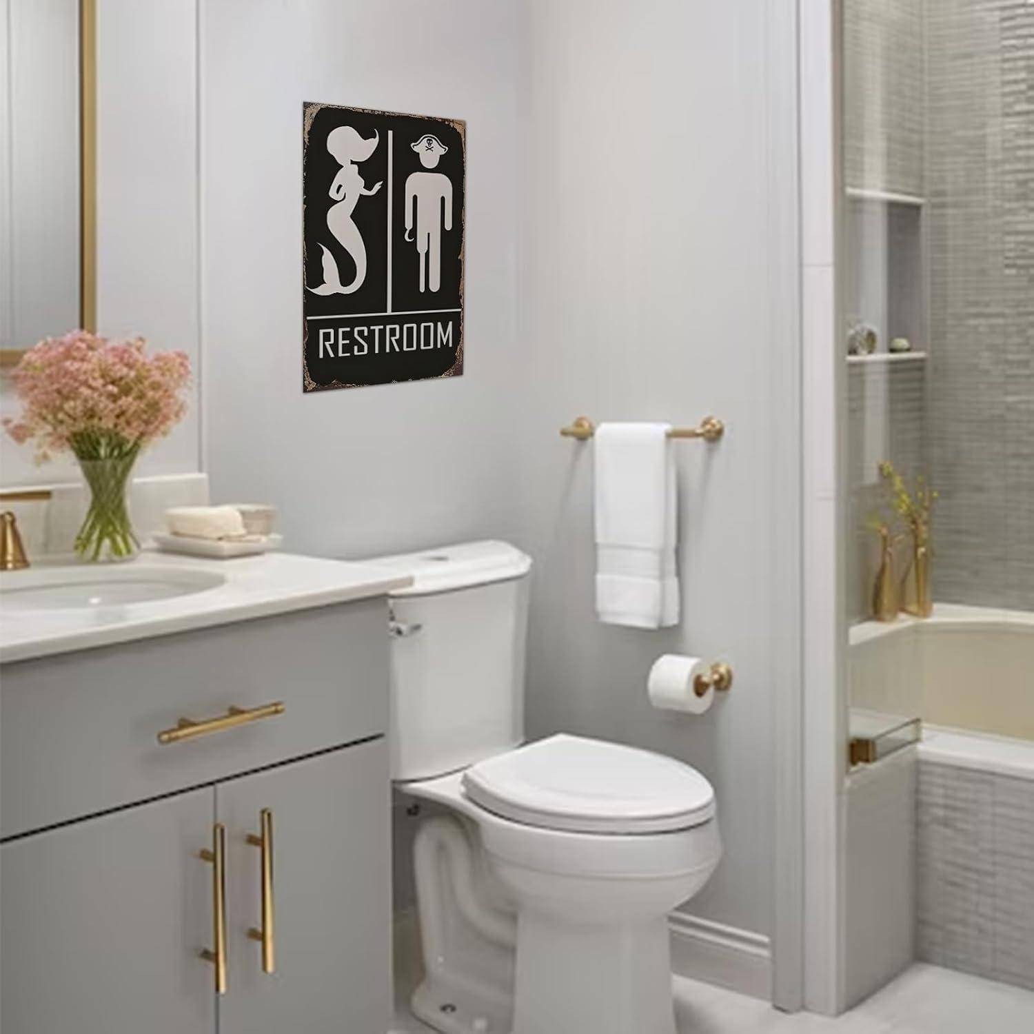 Wanddeko Metallschild "RESTROOM" Meerjungfrau Pirat 20x30cm