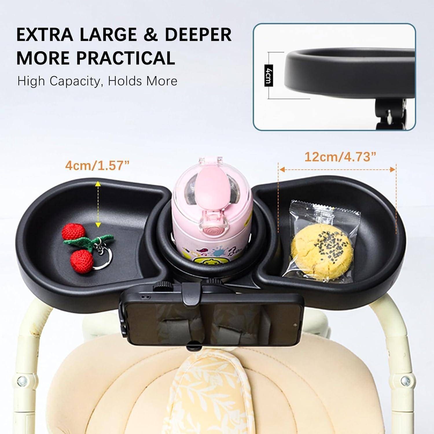Kinderwagen Tablett 4-in-1 mit Getränkehalter und Handyhalterung