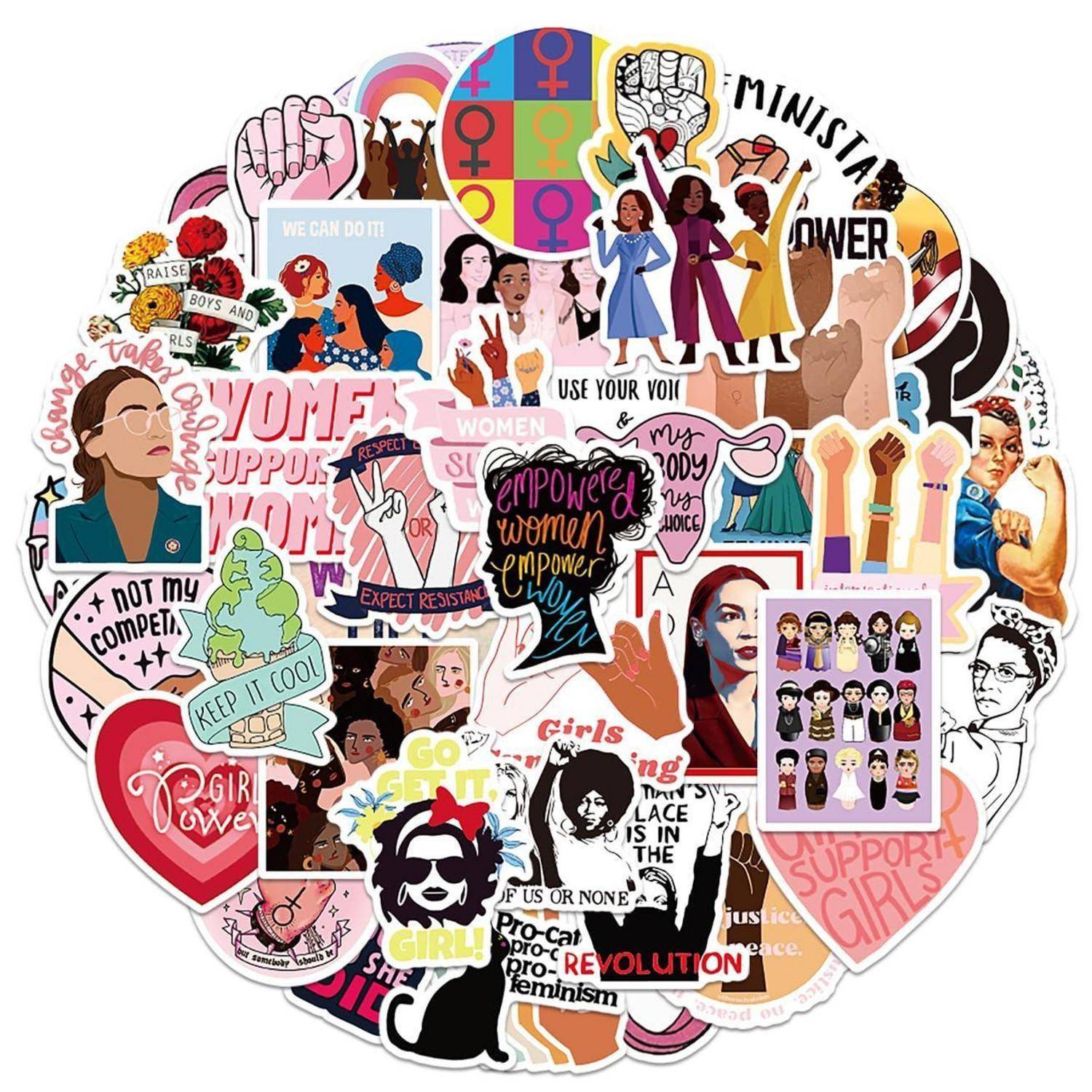 Aufkleber Set 50 Stück Girl Power Wasserdicht Vinyl Sticker für Laptop Koffer