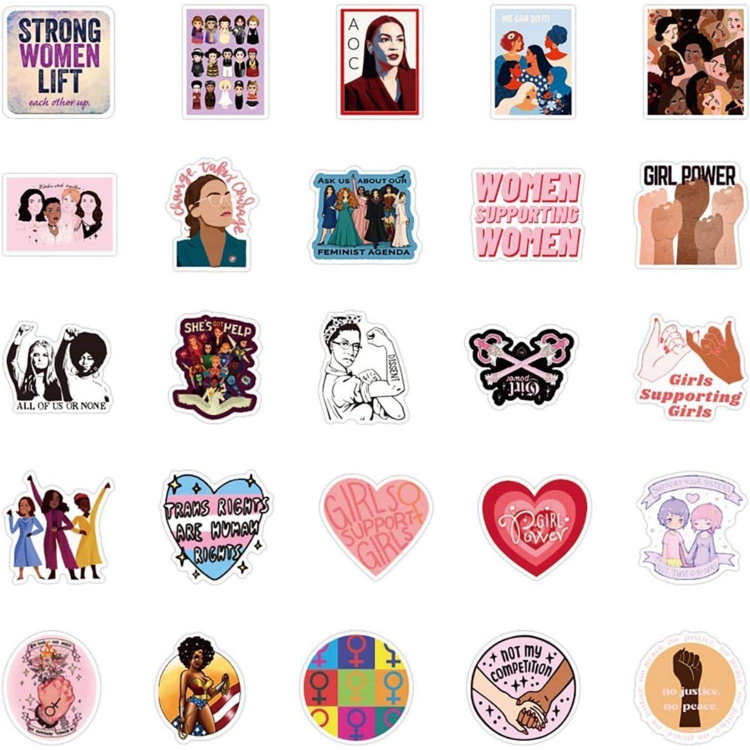 Aufkleber Set 50 Stück Girl Power Wasserdicht Vinyl Sticker für Laptop Koffer