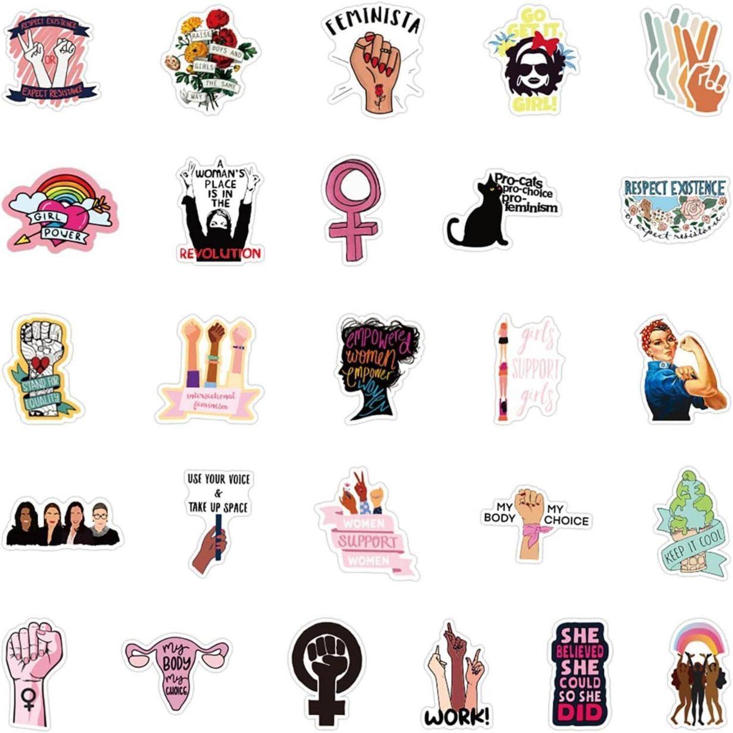 Aufkleber Set 50 Stück Girl Power Wasserdicht Vinyl Sticker für Laptop Koffer