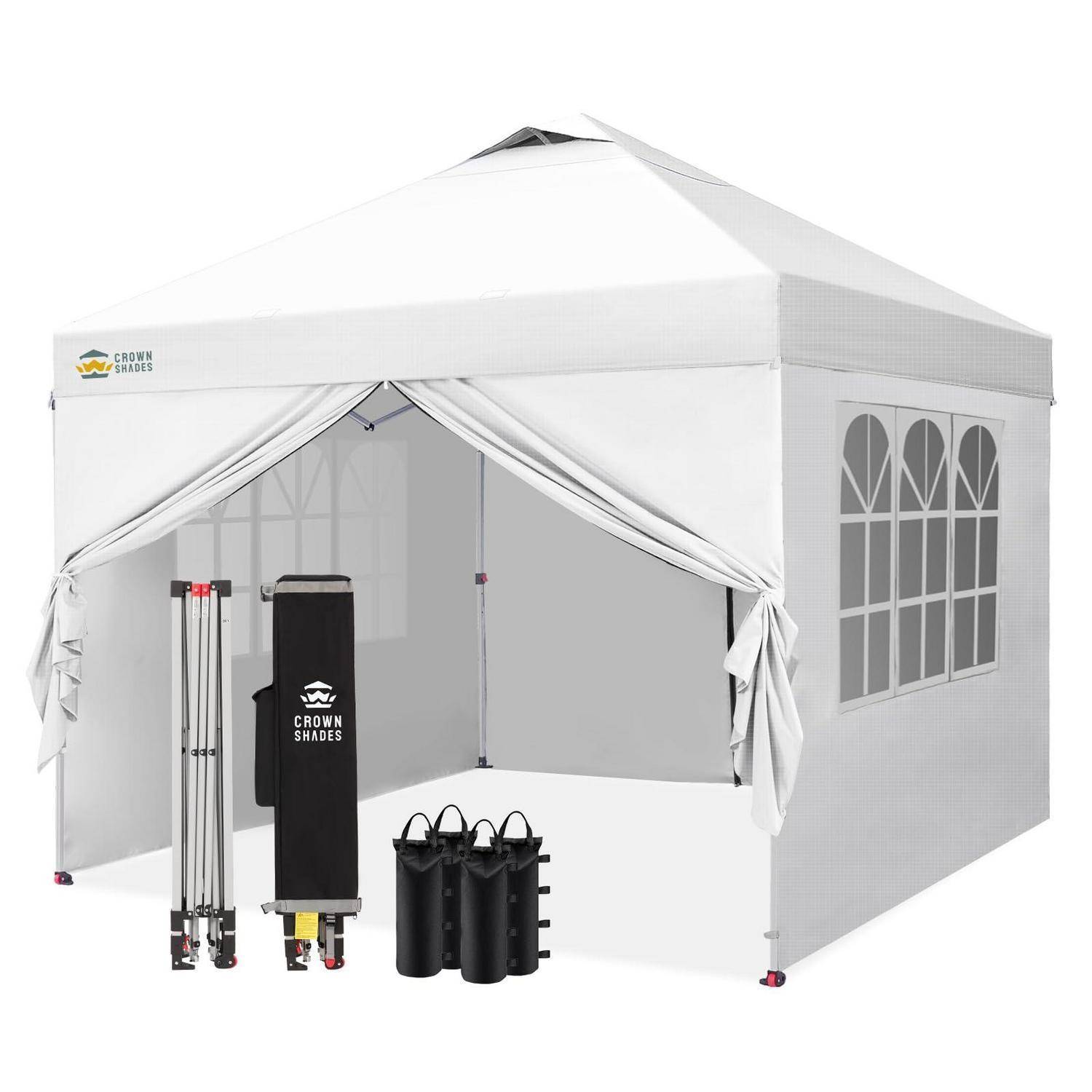 CROWN SHADES Faltpavillon 3x3m wasserdicht UV50+ 4 Seitenteile Weiß